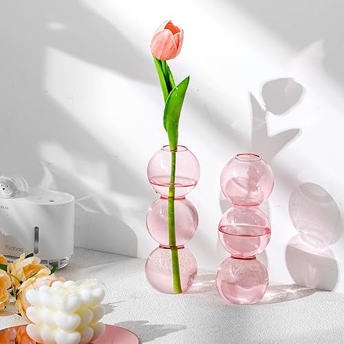 Miniatura 4 de Jarrón hidropónico de burbujas de vidrio transparente de 6.5 pulgadas de alto, florero de bola de burbujas, recipiente de vidrio para plantas,