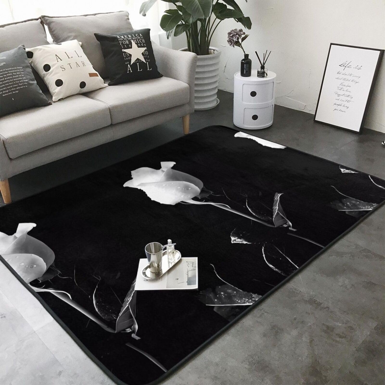 Tapis de sol antidérapant en peluche monochrome imprimé rose 203,2 x 147,3 cm – Confort bien conçu pour votre oasis d'intérieur