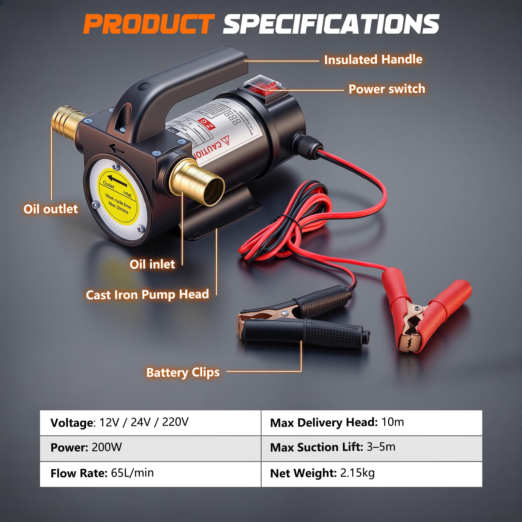 12/24V 200W Pompe à Huile Diesel, Pompe Vidange Huile Moteur, Pompe a Carburant, Pompe De Changement D’huile Moteur Pour Voiture RV Moto Bateau