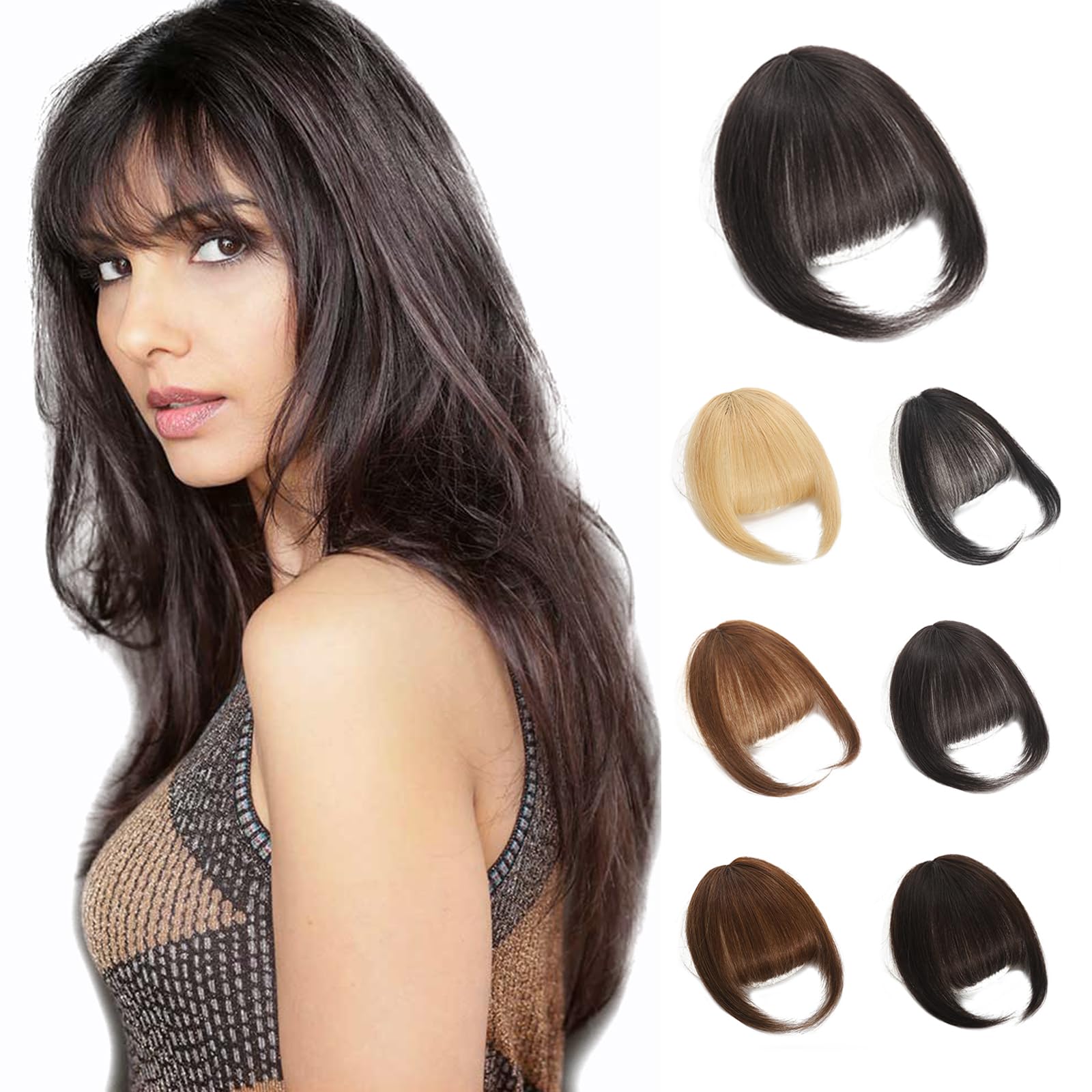 Clip in Bangs 100 Human Hair French Bangs for Women, Air Bangs
