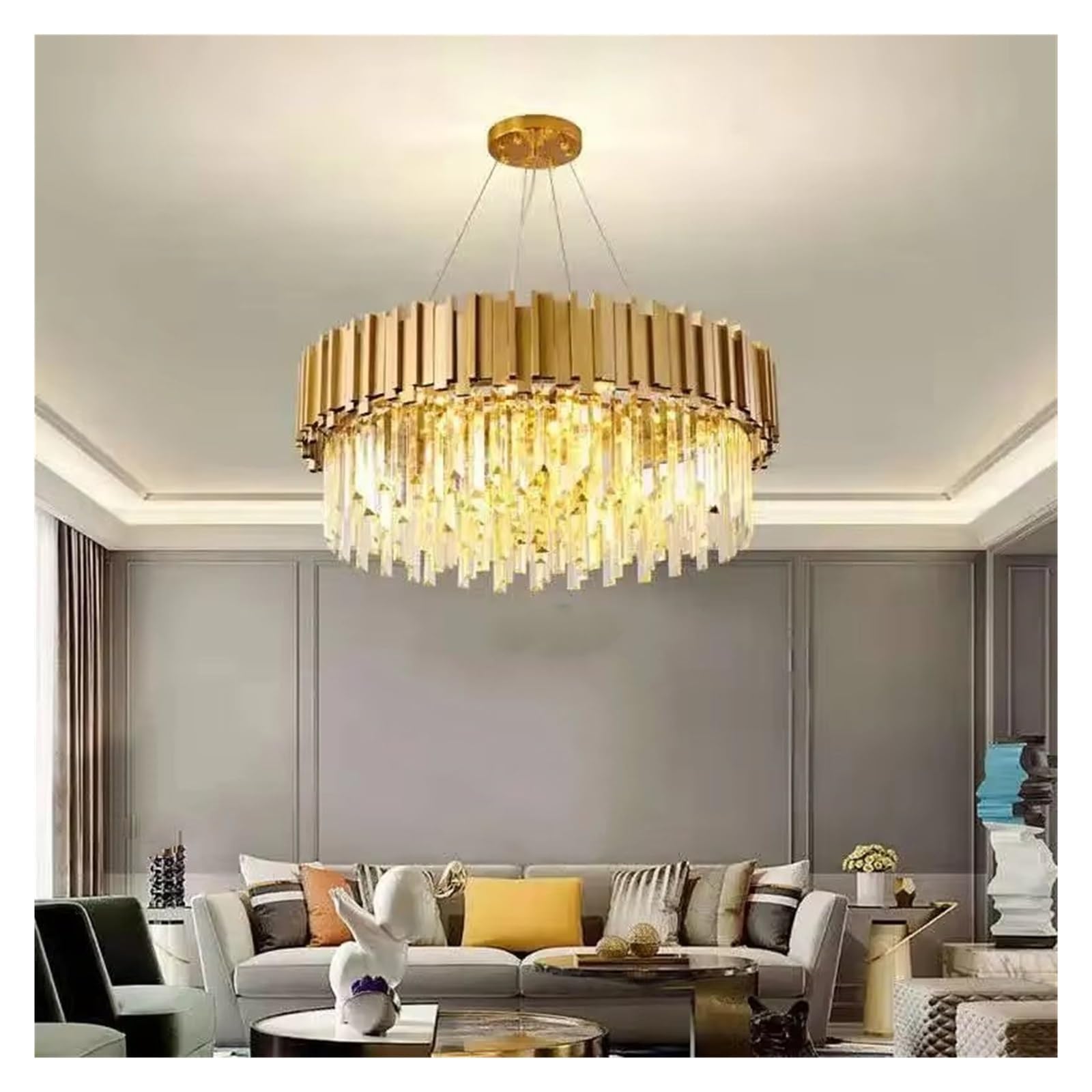 THKSGIV Luxury Crystal Chandelier Living Room Lights Gold Large Pendant Ceiling Lamp Dining Bedroom Lighting Indoor Hanging