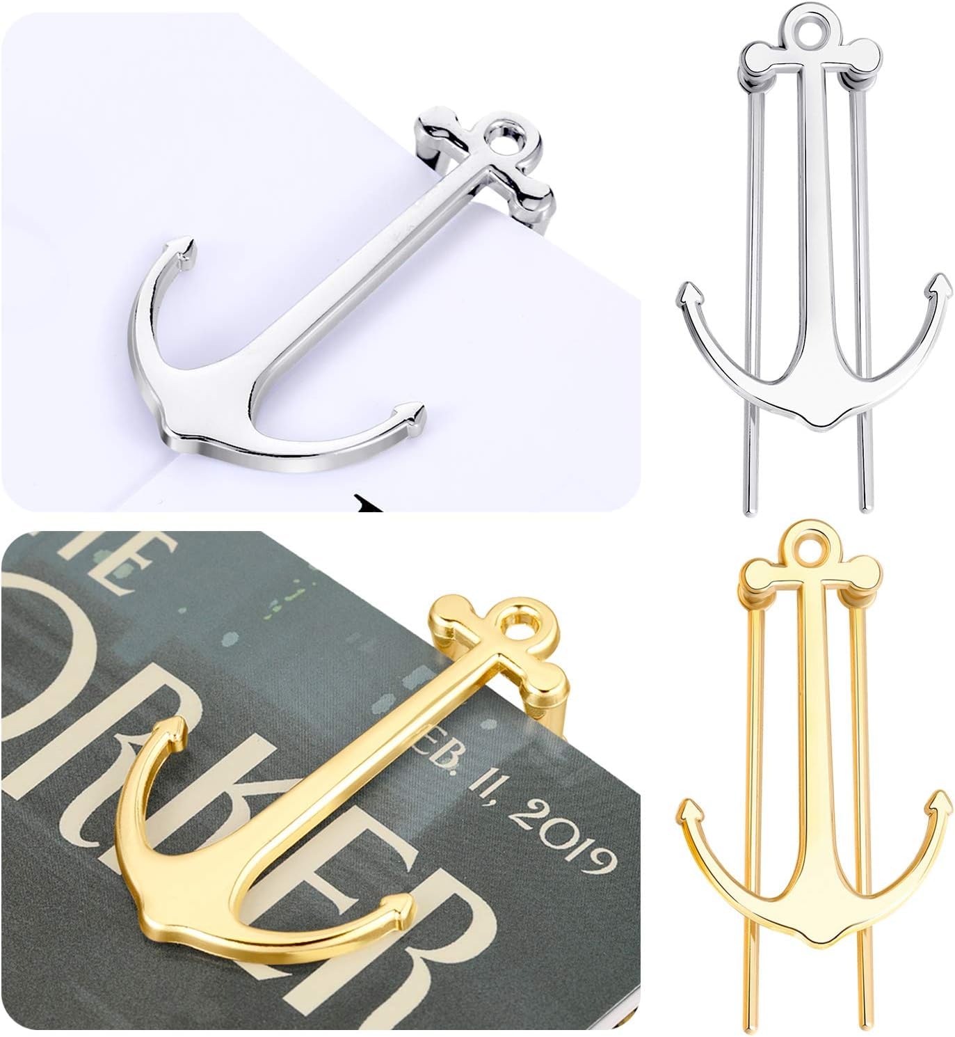 Lonimia 2 Pieces Bookmarks Creative Anchor Bookmark Metal Page Holder for Reading Students Teachers Graduation Gifts Office Supplies
