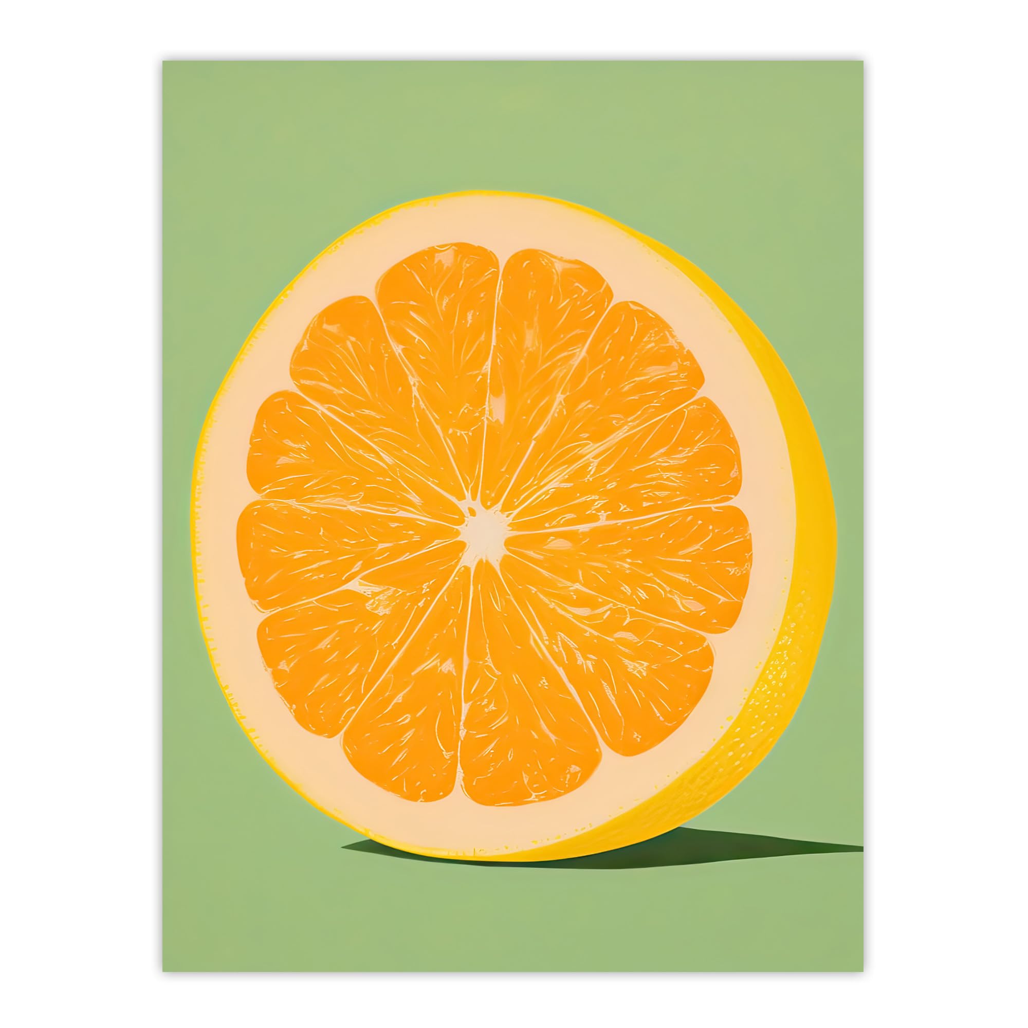 Artery8 Sliced Orange on Green Pastel Duotone Colour Block Fruit Kitchen Artwork Large Wall Art Poster Print Thick Paper 18X24 Inch