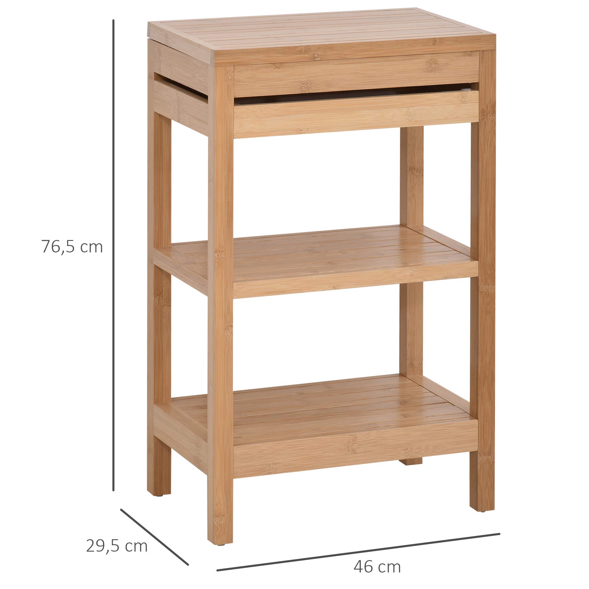 Spetebo Standregal Aus Metall Mit 2 Holzablagen – 48x29x23,5 Cm, Freistehend Für Bad & Wohnzimmer