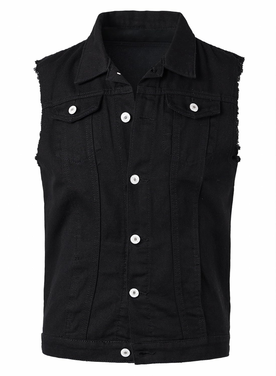 Gilet de Jeans pour Homme Veste Courte sans Manches en Jean Vintage Manteau Gilet Denim Veste de Moto Slim Fit Gilet en Jean sans Manches