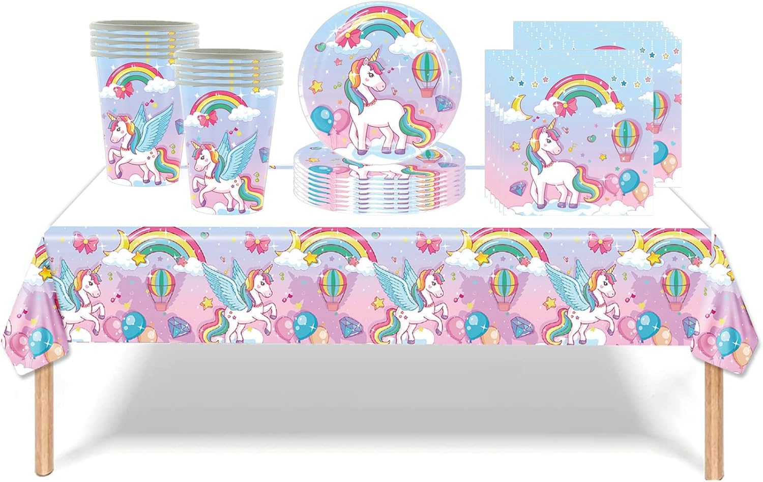 Set Stoviglie Compleanno 61 Pezzi - Tazze, Piatti, Tovaglia Per Feste, Tema Ragazze, Decorazioni Colorate - Foto 13