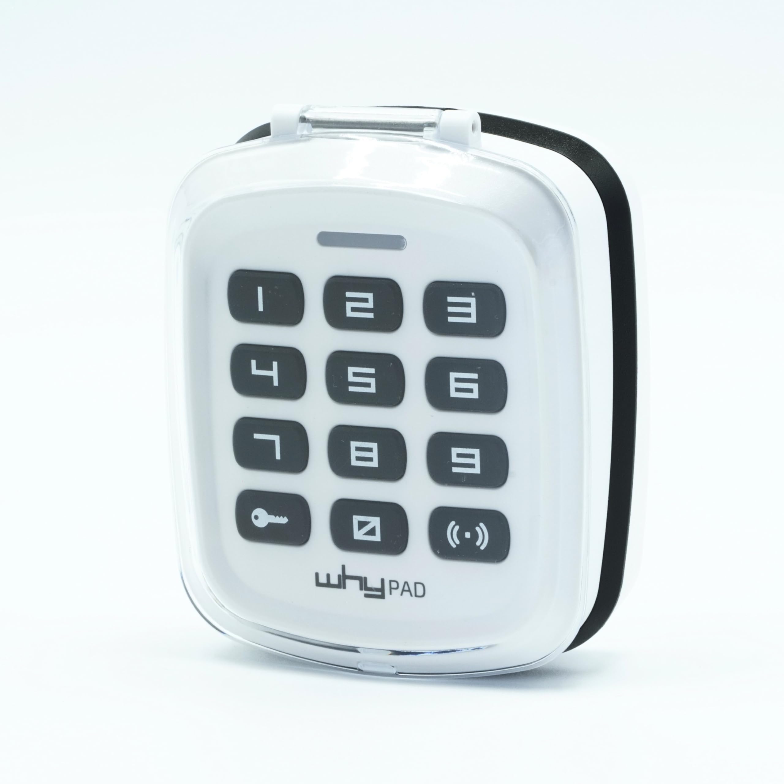 WHY PAD 8991007 - Clavier à code radio universel blanc pour motorisation portail & garage - Multi-fréquence 433/868 MHz - Code fixe et tournant + 1 Porte clés DOMOBIP (BLANC, WHY PAD UNIVERSEL)