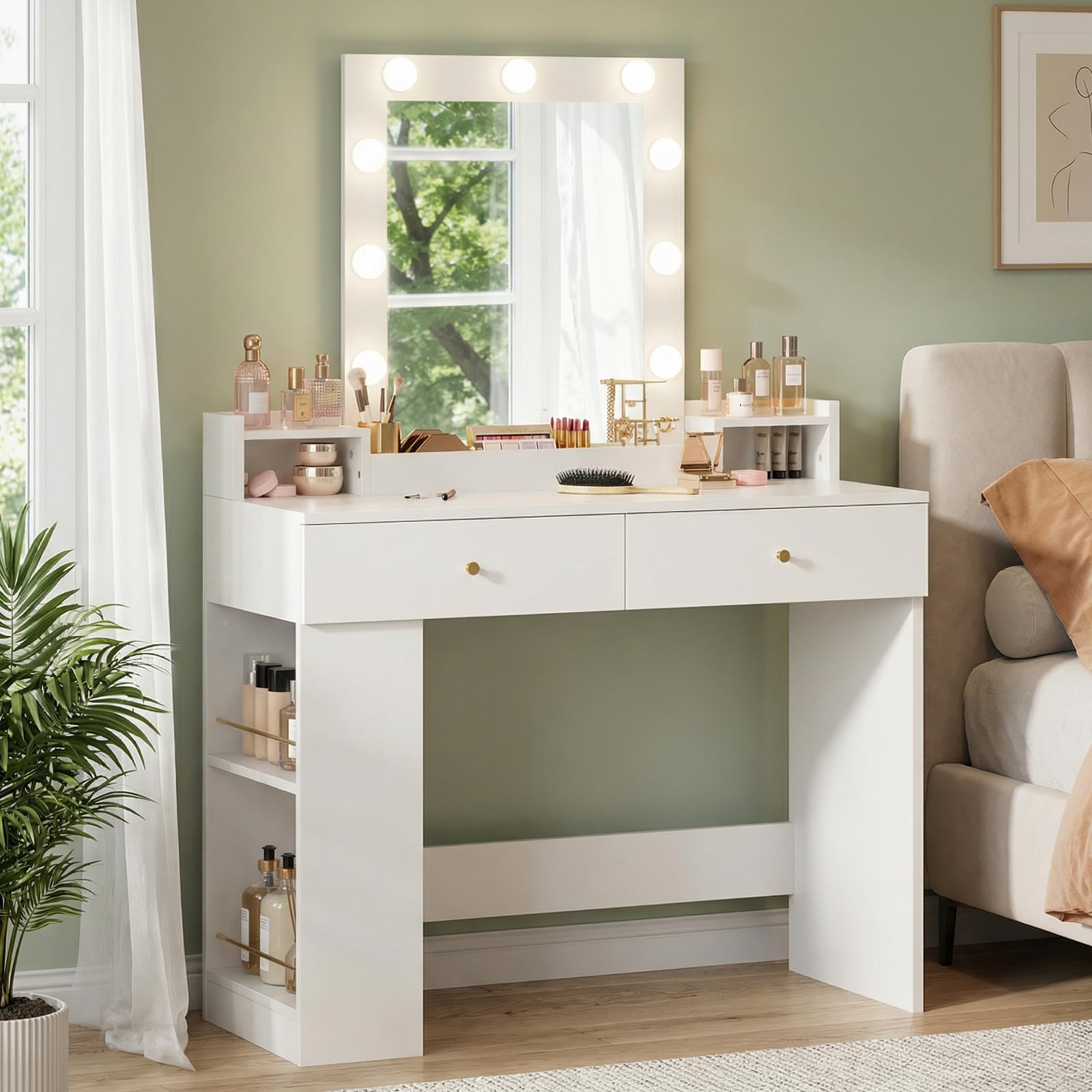 RALGEND Coiffeuse avec Miroir et Éclairage LED