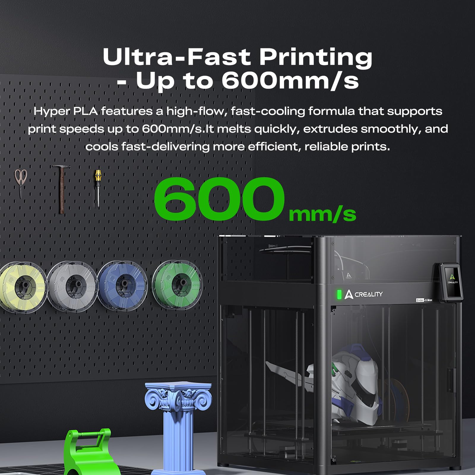Creality Hyper PLA filament RFID, 1,75 mm, 600 mm/s, wysoka prędkość, wysoka precyzja i wytrzymałość, 15 kolorów, gładki druk 3D (2 czarne / 2 białe)