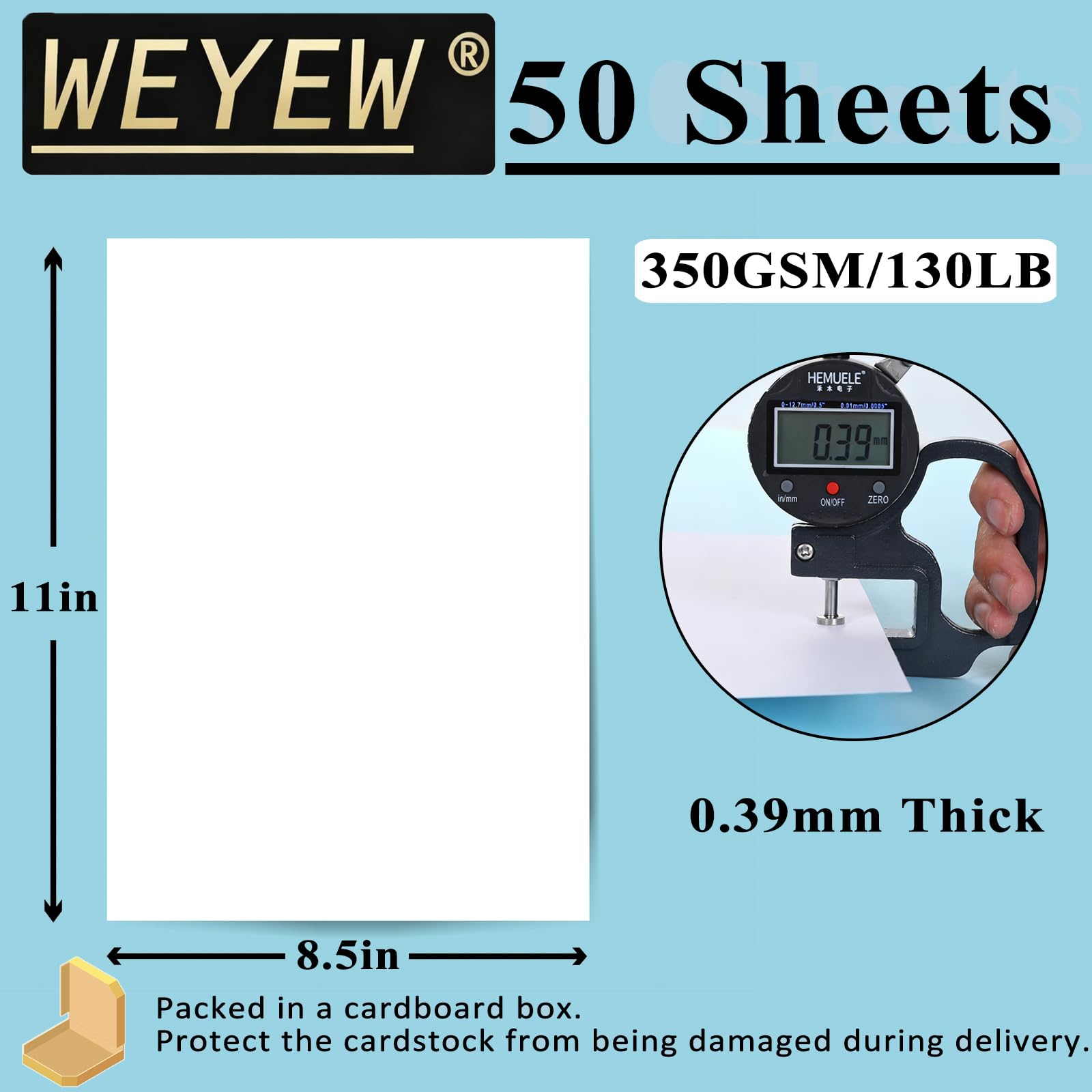 Weyew White Cardstock - 50 Sheets, 8.5" x 11" -3