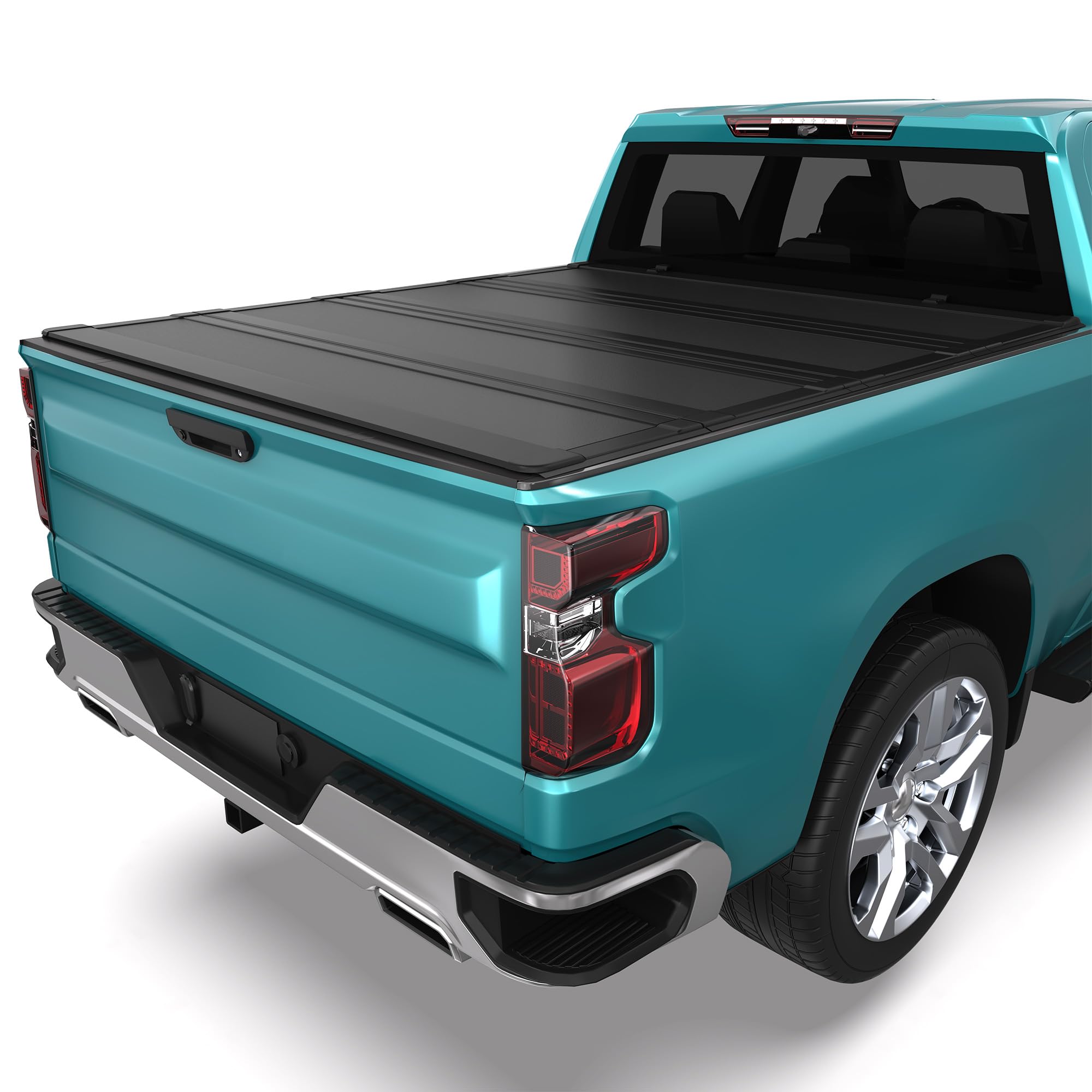Photo 1 of LEDKINGDOMUS Low-Profile Hard Quadfold Truck Bed Tonneau Cover Fits for Chevy Silverado/GMC Sierra 1500 New Body Style 2019-2026 | 5.8ft Bed w/o Multi-Flex Tailgate