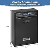 Vista 2 de KYODOLED Buzón de pared con bloqueo, buzón con cerradura de combinación para exterior, caja de seguridad para llaves de efectivo con código