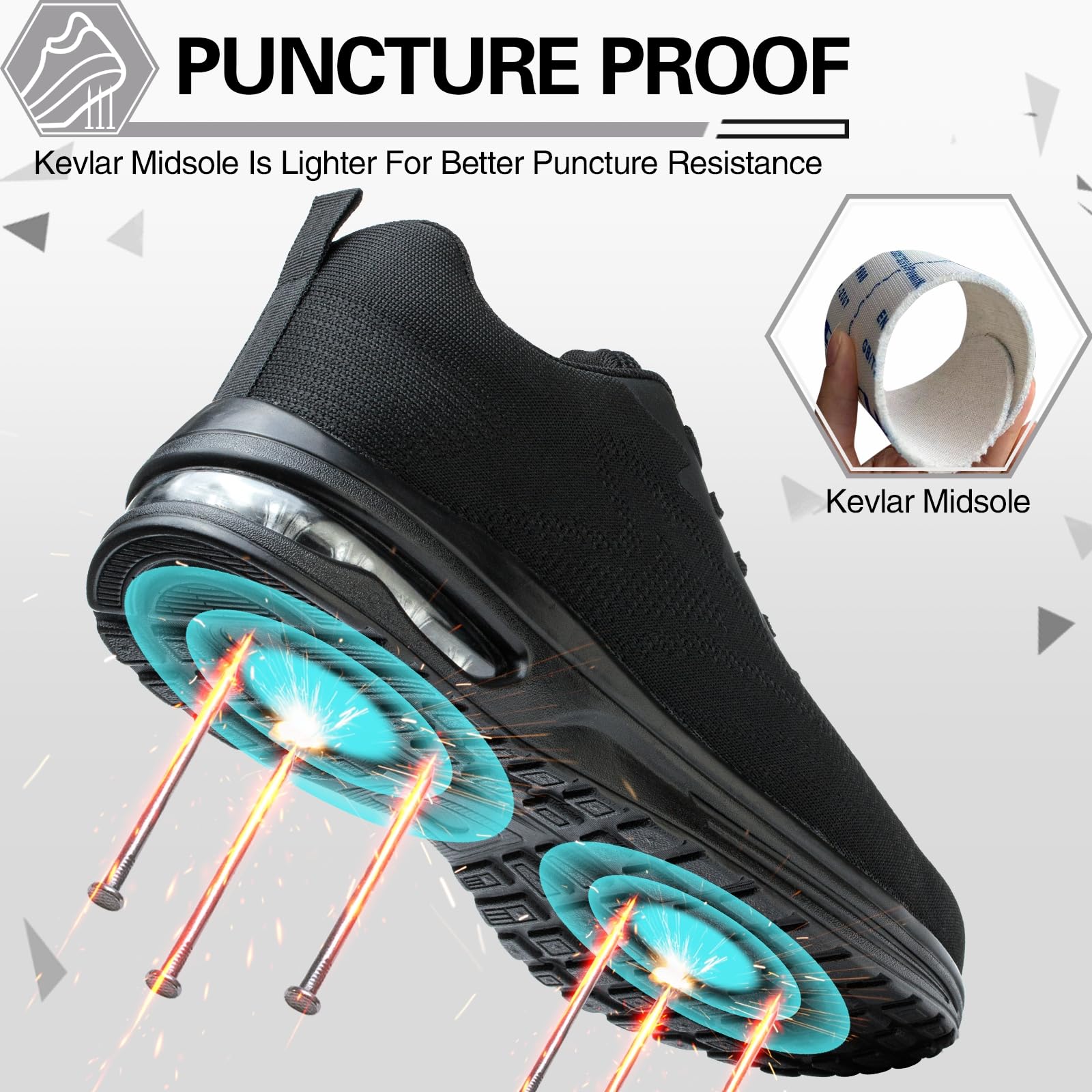 Zapatos De Seguridad Hombre Mujer Zapatillas de Trabajo Ligeros Calzado de Seguridad con Puntera de Acero Calzado De Trabajo Comodo Transpirables