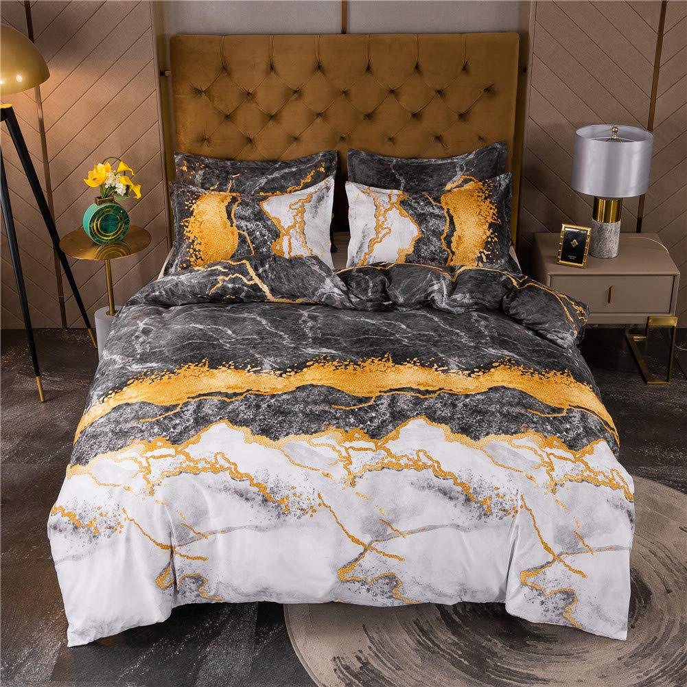 Set di biancheria da letto in marmo bianco, 135 x 200 cm, con texture