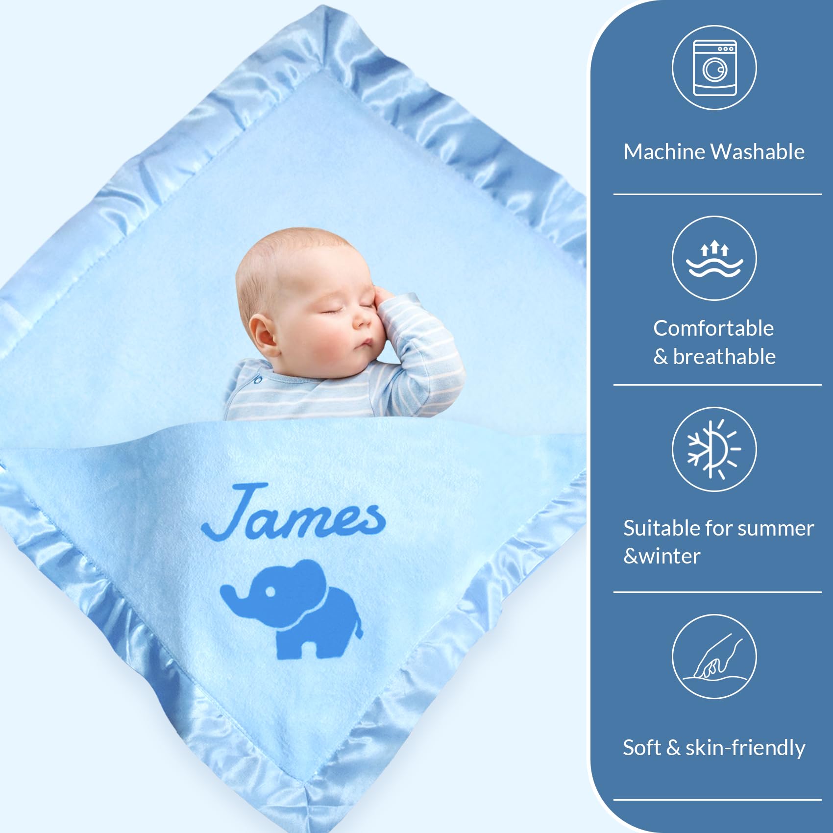 YBDLLE Personalized Baby Blankets with Child's Name, Custom Children's Blankets, Custom Newborn Blankets, Nursery Toddler Blankets, Personalized Baby Gift Blankets, Personalized Baby Swaddle Blankets