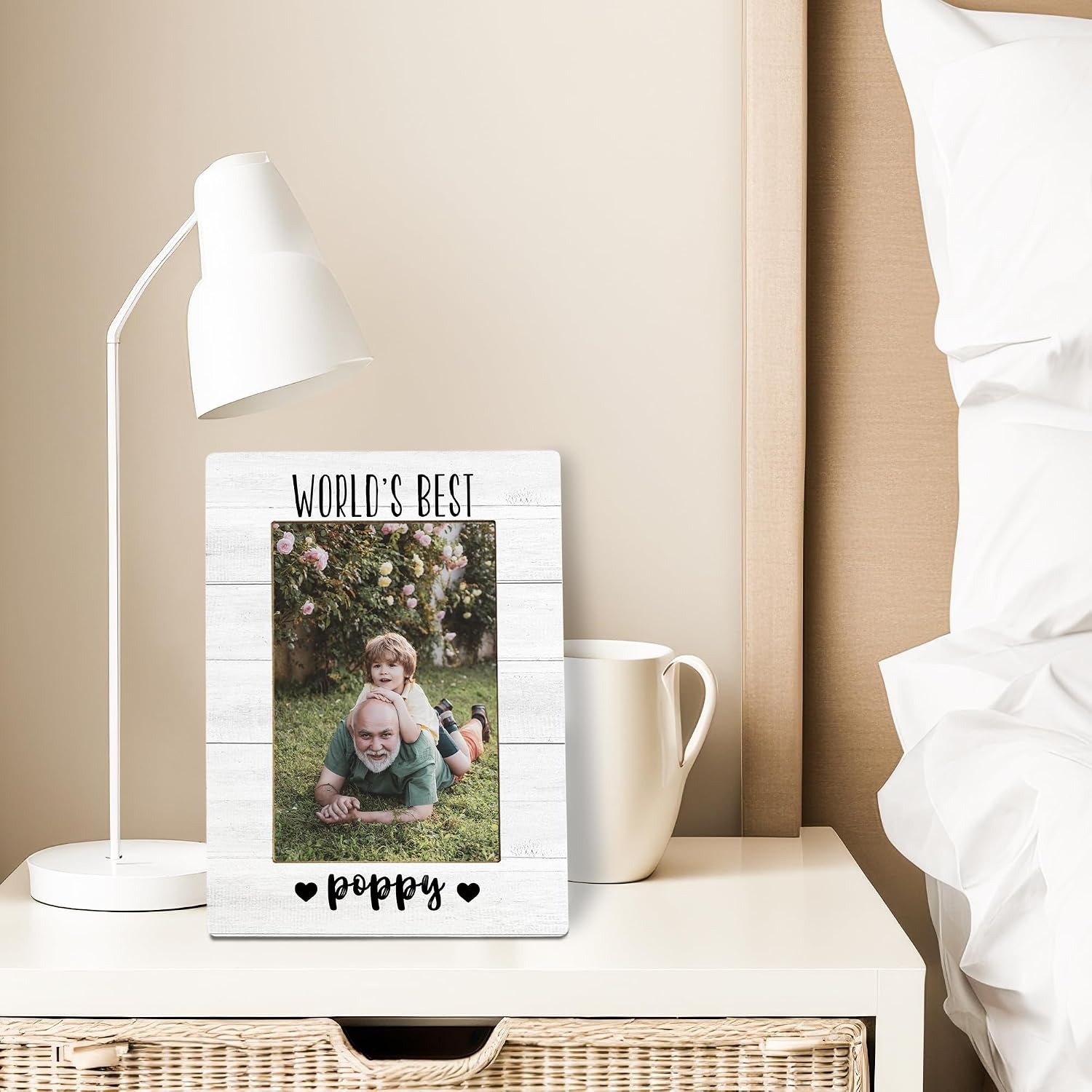 World's Best Poppy Picture Frame, Father's Day Birthday Gifts for Poppy Grandpa, Best Grandpa Photo Frame 4X6, Grandfather Gifts Wooden Photo Picture Frames for Desk Tabletop Decor image 3