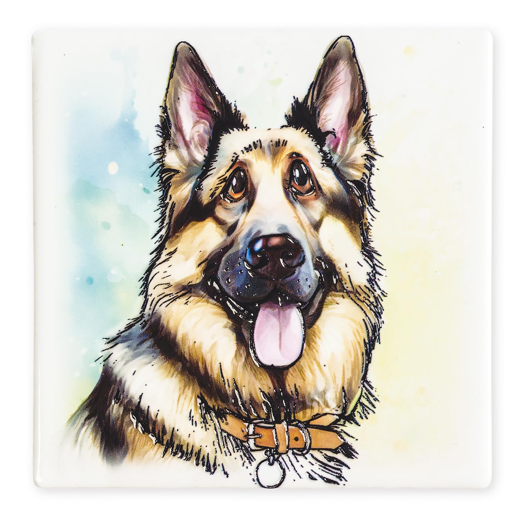 Art of Arora 2956 German Shepherd Ceramic Coaster 10 x 10cm