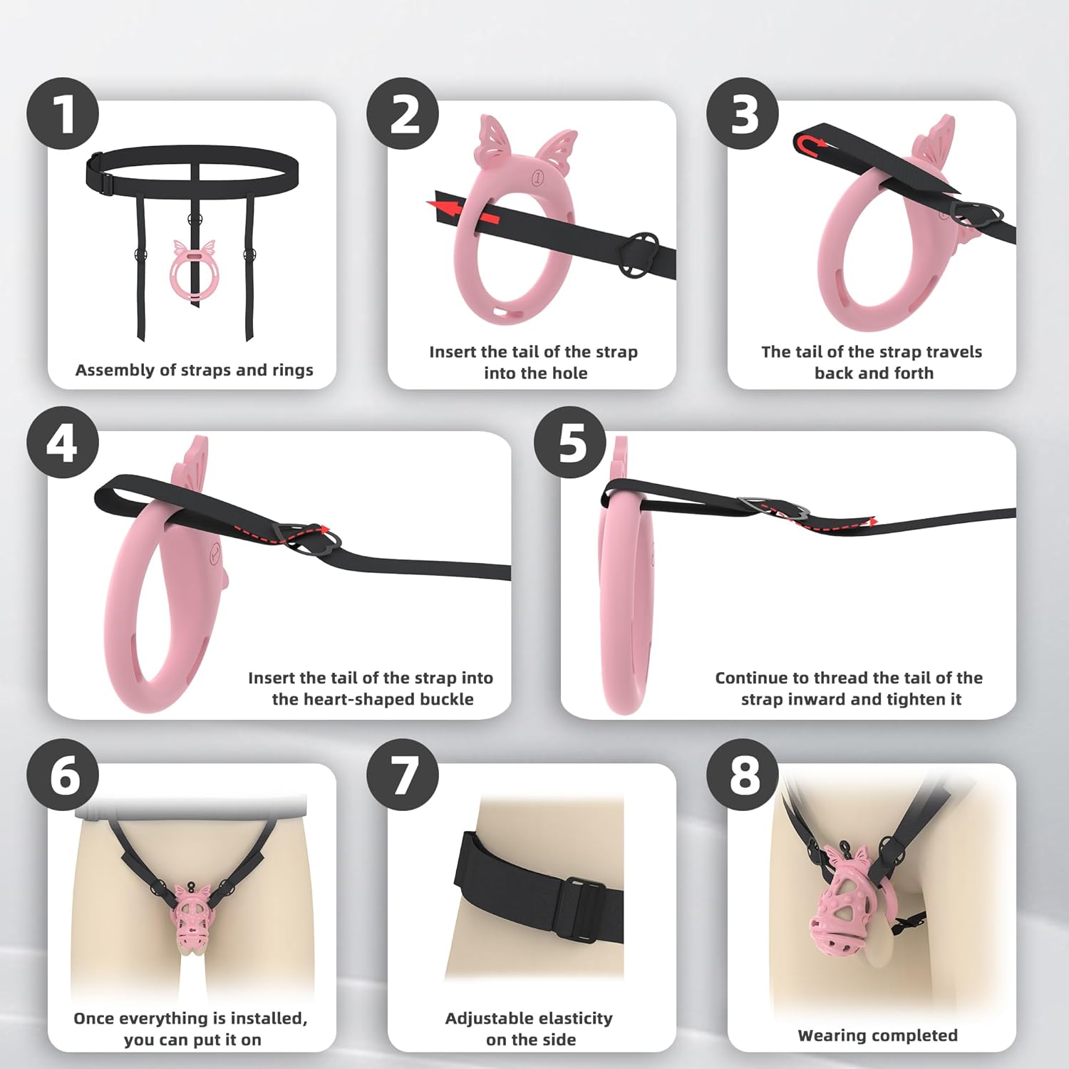 3IN1 Male Large Chastity Cage Cock Cage - Lightweight Double Lock Bondage Soft Nail Chastity Device Sex Toy with 4 Silicone Rings and Three-Way Auxiliary Belt for Man Penis Exercise