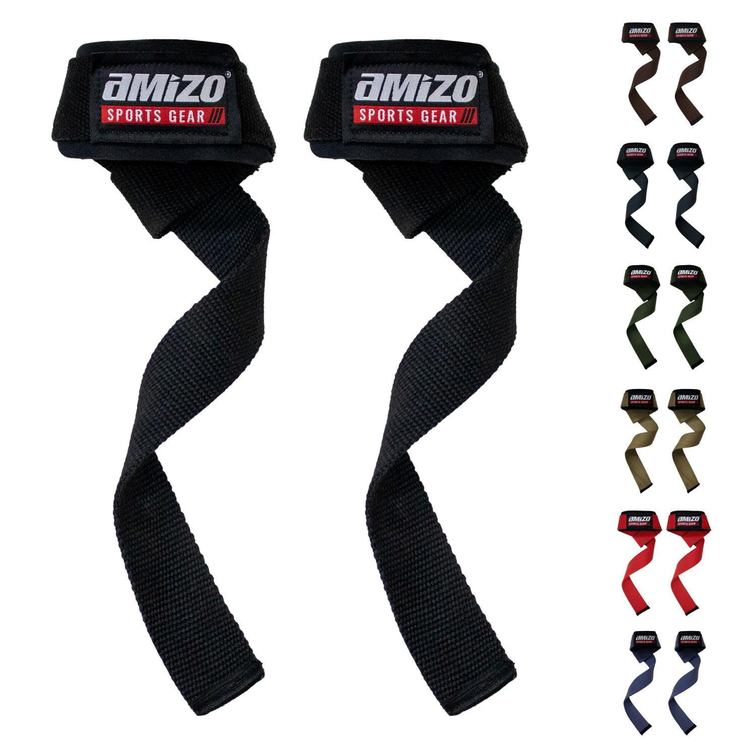 AMIZO Lifting Straps for Gym, Supports Weightlifting, Bodybuilding, Powerlifting, Strength Training, & Deadlift Straps are Padded with Neoprene (Black)-image-32
