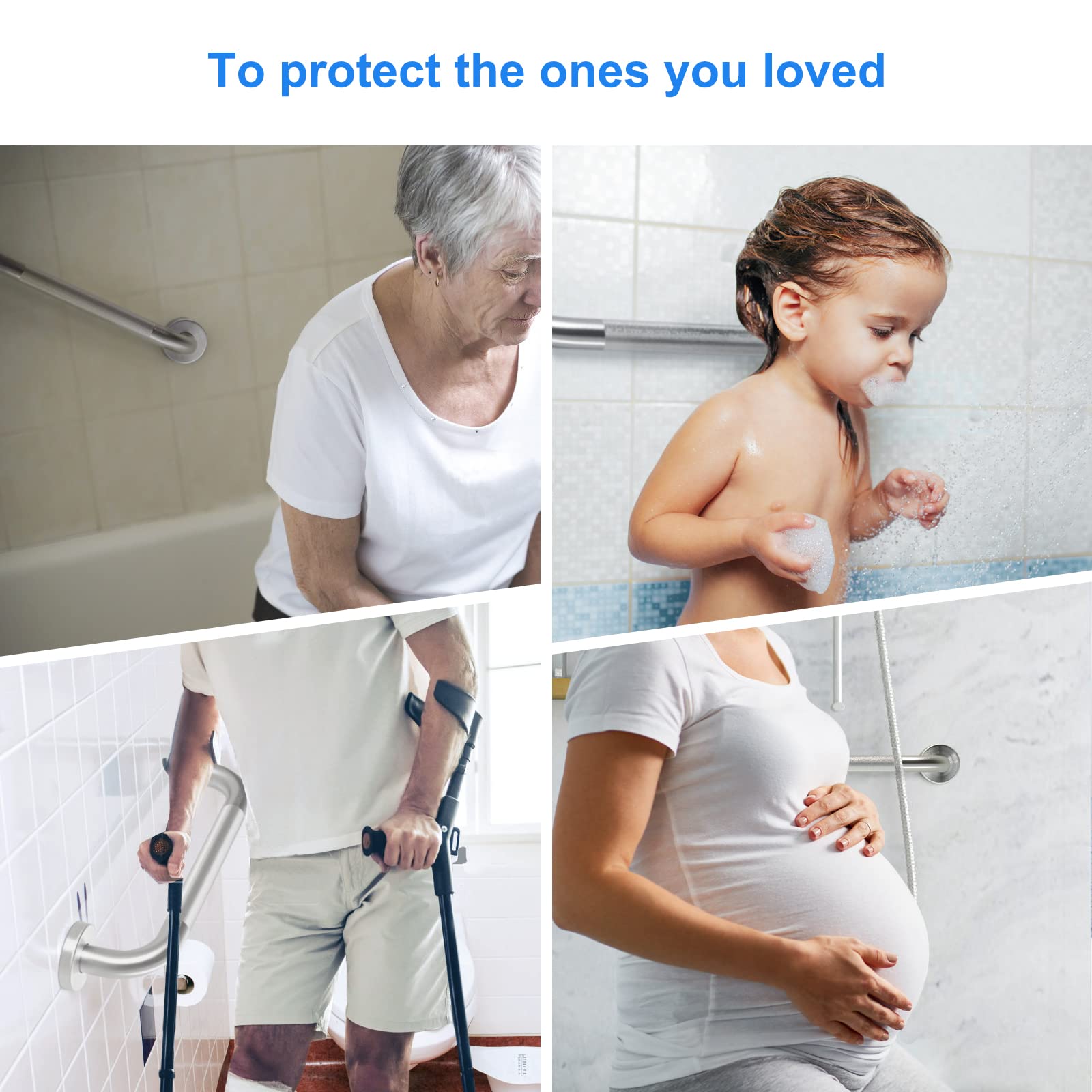 Agarrador Ducha Personas Mayores, 40CM Ø32MM Acero Inoxidable 304, Carga Hasta 200Kg, para Baños, Pasillo, Bañera, Escaleras, Decuado para Ancianos, Niños, Mujeres Embarazadas, Discapacitados