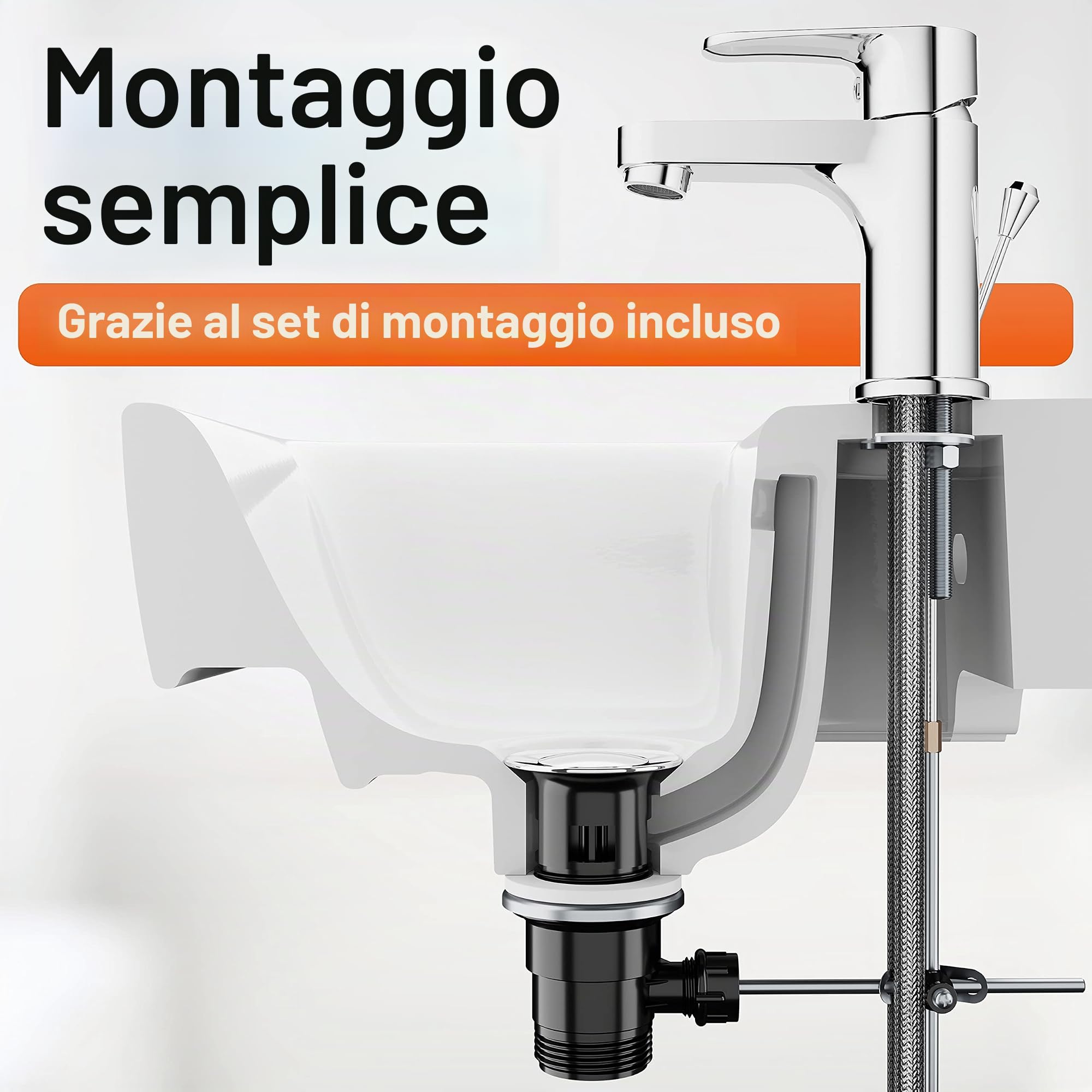 EISL NI075CALCR Claudio, Miscelatore per lavabo, Miscelatore monocomando per lavabo con scarico, cromato