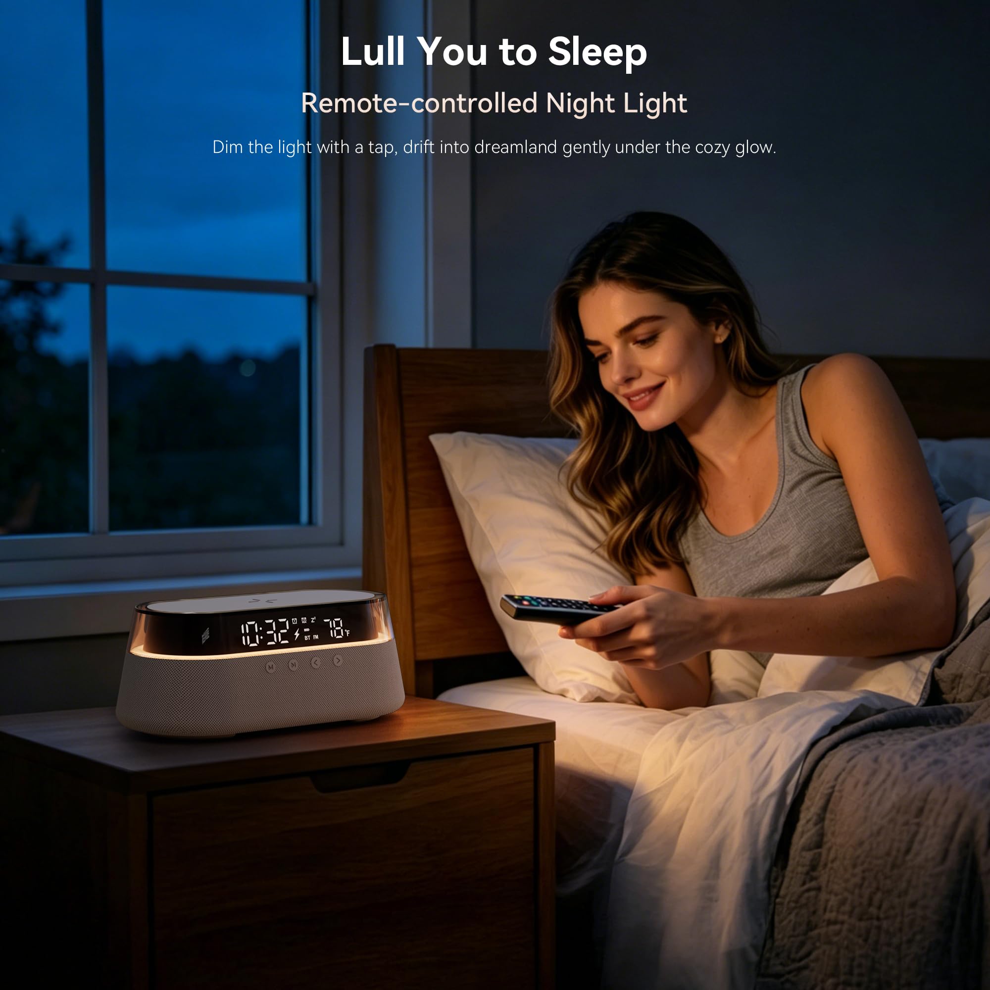 Altoparlante Bluetooth con Sveglia Caricatore Wireless 15W con Telecomando | Doppia Sveglia con Radio, Funzione Snooze e Luce Notturna per la Camera da Letto o l'ufficio Regalo Uomo Donne