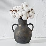 SIDUCAL Vase de fleur rustique en céramique avec 2 Poignées, Vase en terre cuite, Fleur de poterie décorative pour décoration maison, Table, Mariage, Salon, Décor d'étagère, 7.3 De pouce, Bronze noir