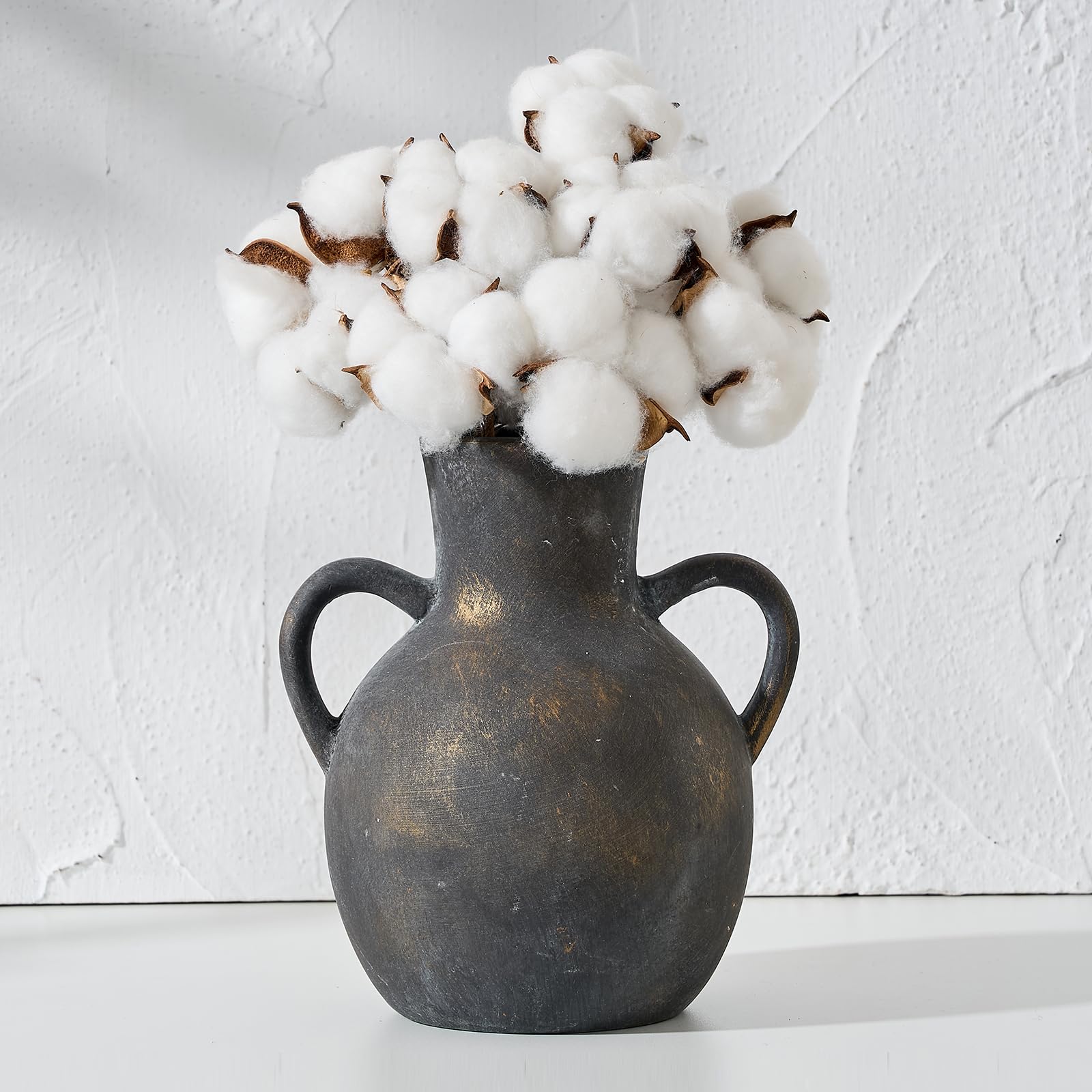 SIDUCAL Vaso In Ceramica Rustica Bianca: 24 Cm, Stile Country Per Fiori E Decorazioni