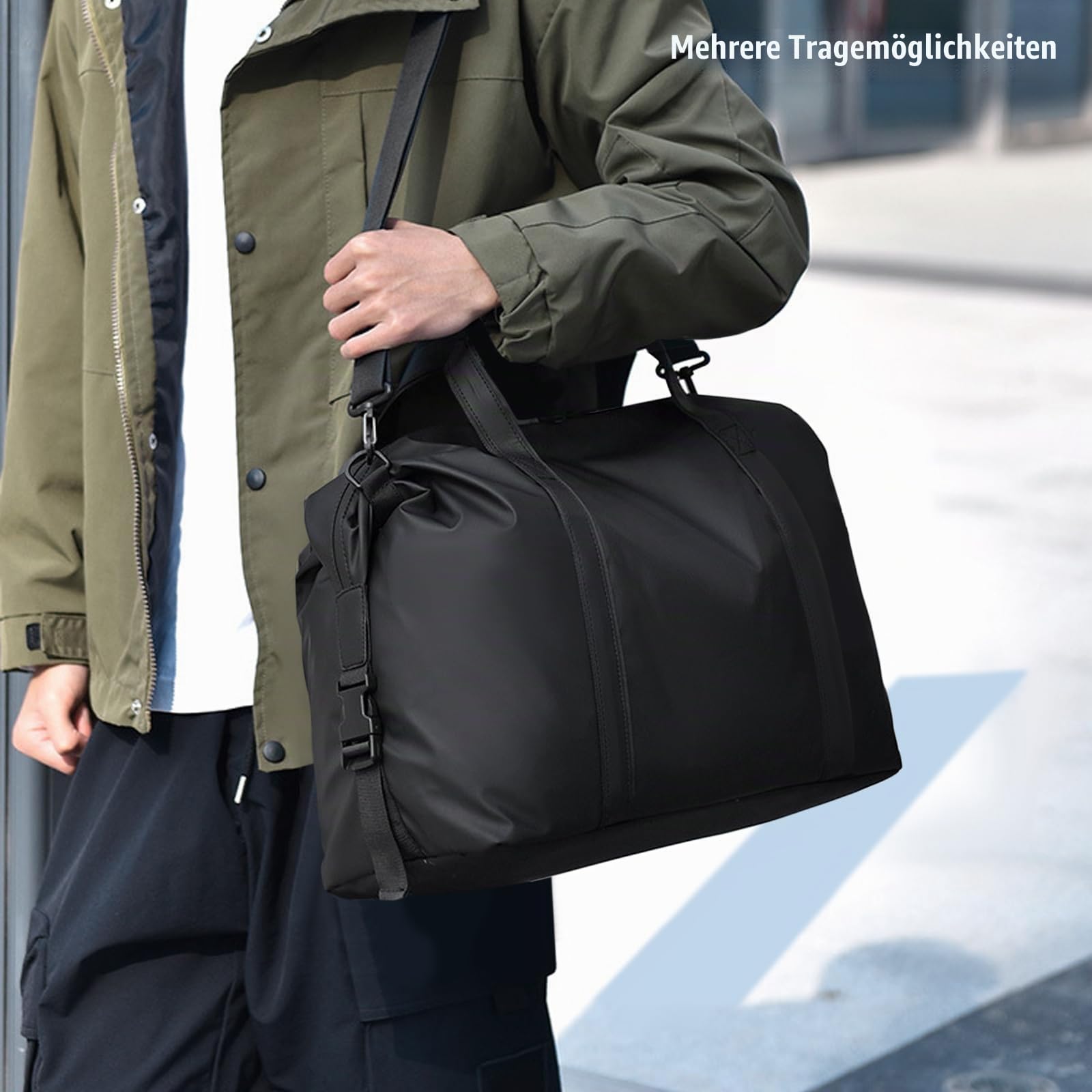 Reisetasche für Ryanair Handgepäck 40x30x20, Wasserdichtes PU Leder Reise Tasche mit Schulterriemen, Weekender für Herren und Damen