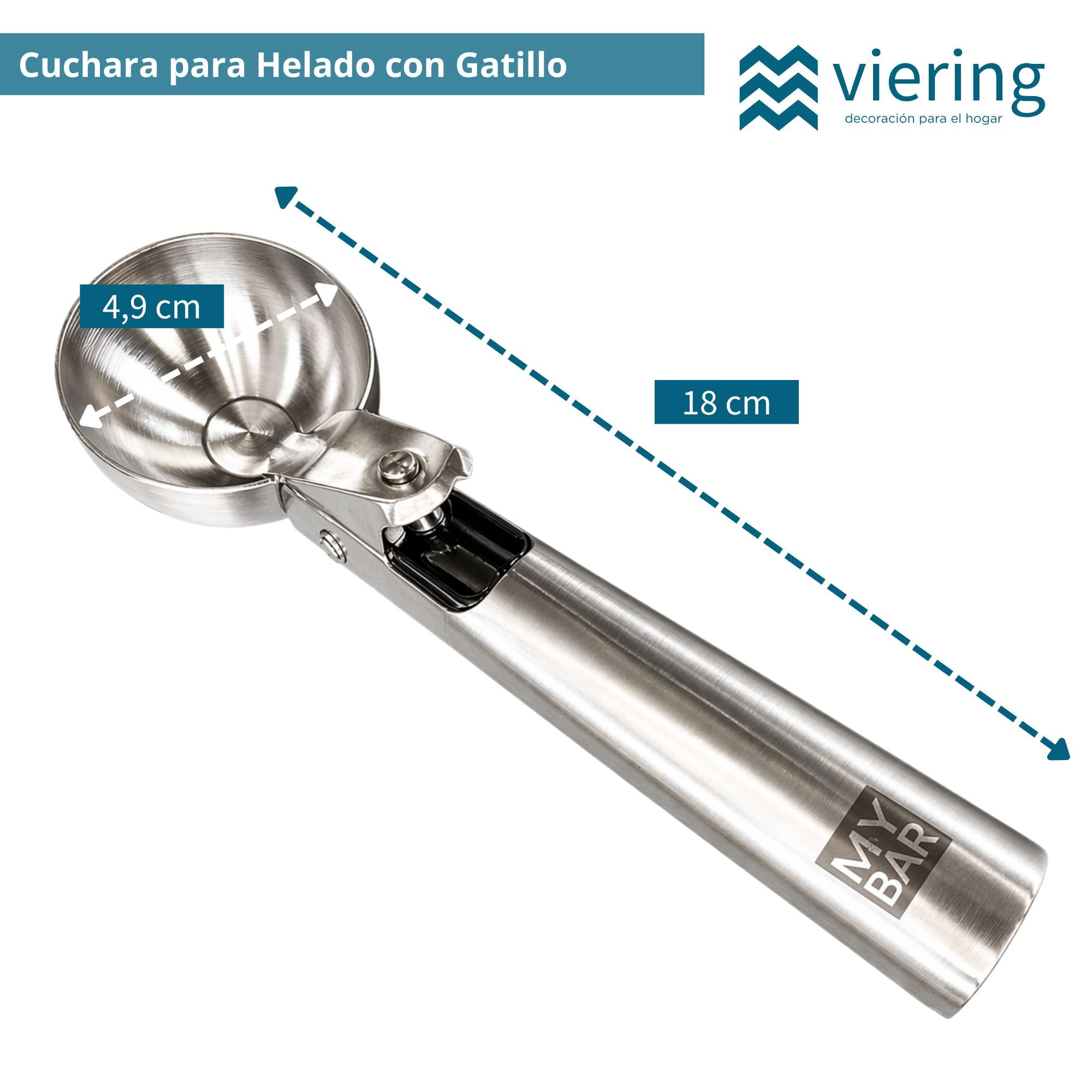 Cuchara de Helado con Gatillo – Acero Inoxidable 18/10, 18 cm, Bola 4,9 cm – Sacabolas para Helado, Melón, Albóndigas y Masa – Mango Ergonómico, Antiadherente y Apta Lavavajillas