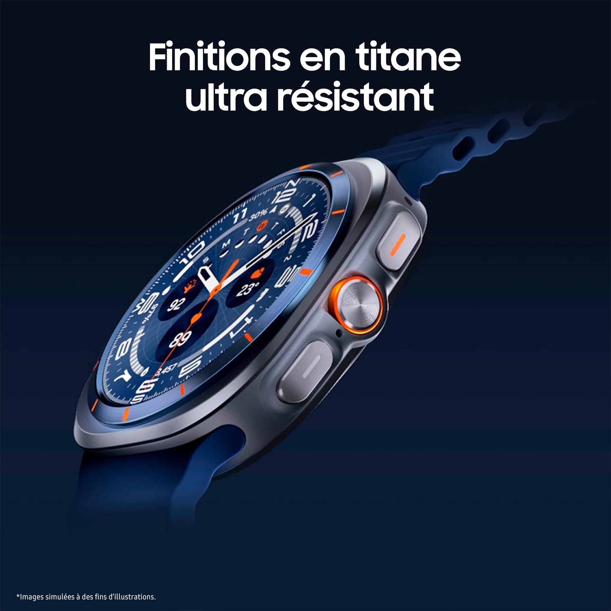 Samsung Galaxy Watch Ultra (2025), Montre Connectée, Bouton d'action, Galaxy AI, GPS Double fréquence, 4G, 47mm, Bleu Titane, Chargeur Secteur Rapide 25W Inclus, Version FR