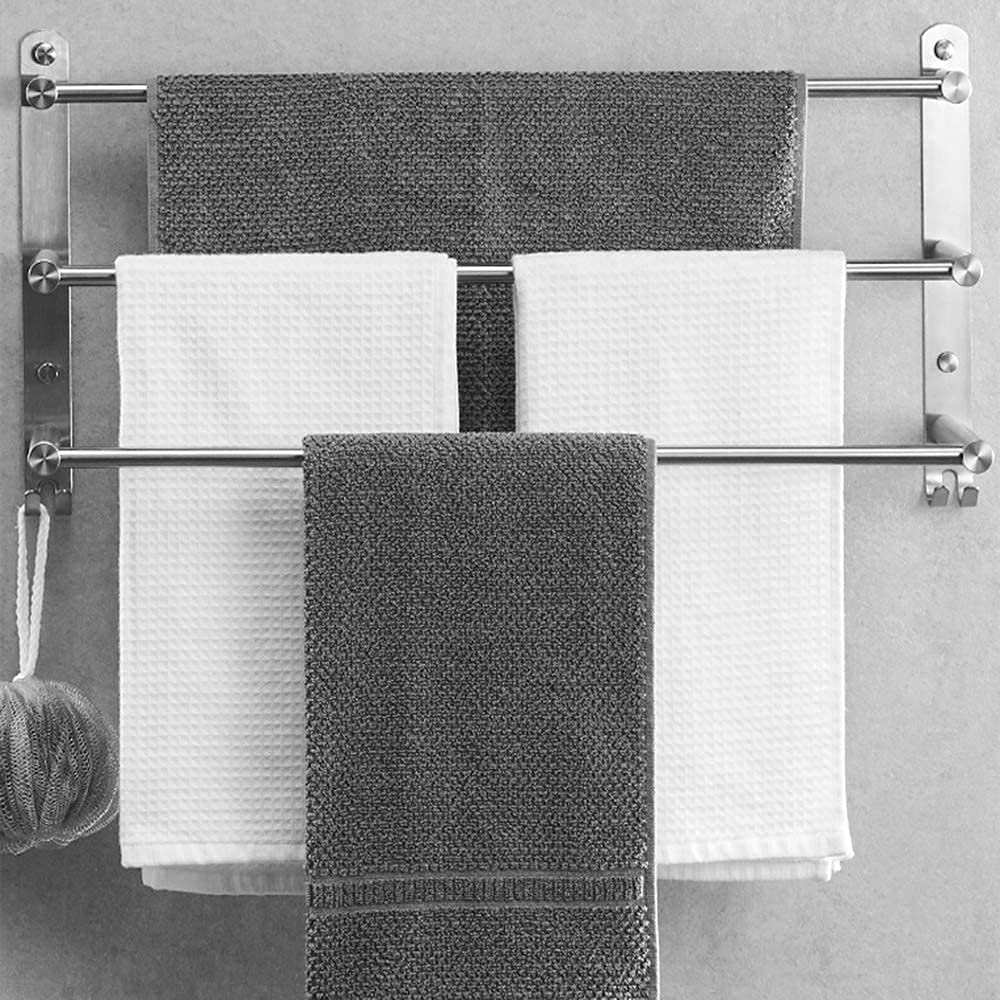 Handtuchhalter Bad 3-Tier mit Haken, 304 Edelstahl Wand Handtuchhalter, Handtuchhalter Handtuchhalter für Küche Bad Toilette Hotel Büro 30CM (Größe: 40cm)