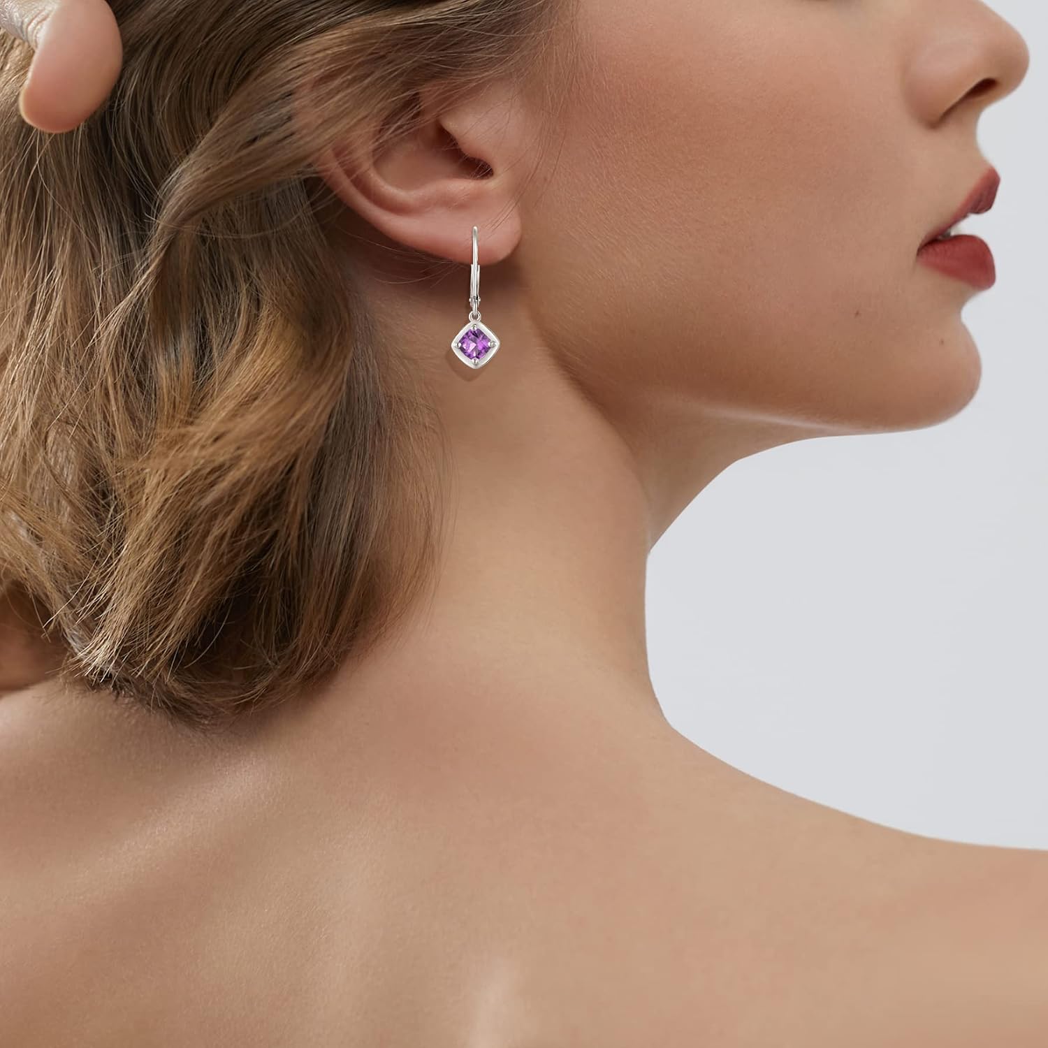 JO WISDOM Women Earrings,925 Sterling Silver Leverback Dangle & Drop Earrings with 5 * 5MM 3A Cubic Zirconia