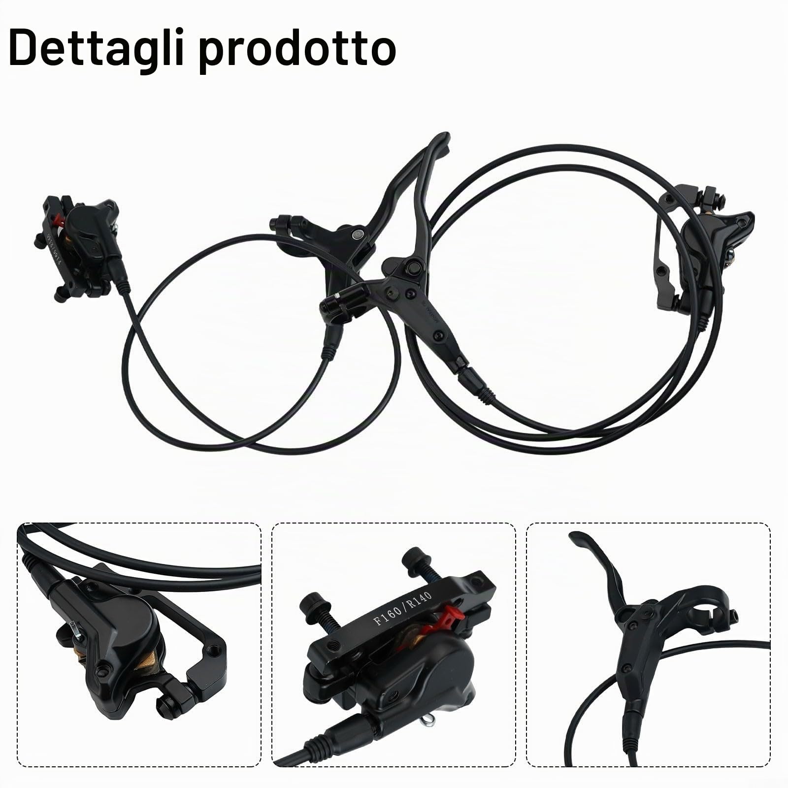 Set di Freni a Disco Idraulici MTB, Kit Freni Idraulici per Bicicletta Anteriore 850Mm Posteriore 1350Mm, Leve per Freno a Disco Idraulico in Lega di Alluminio per Mountain Bike