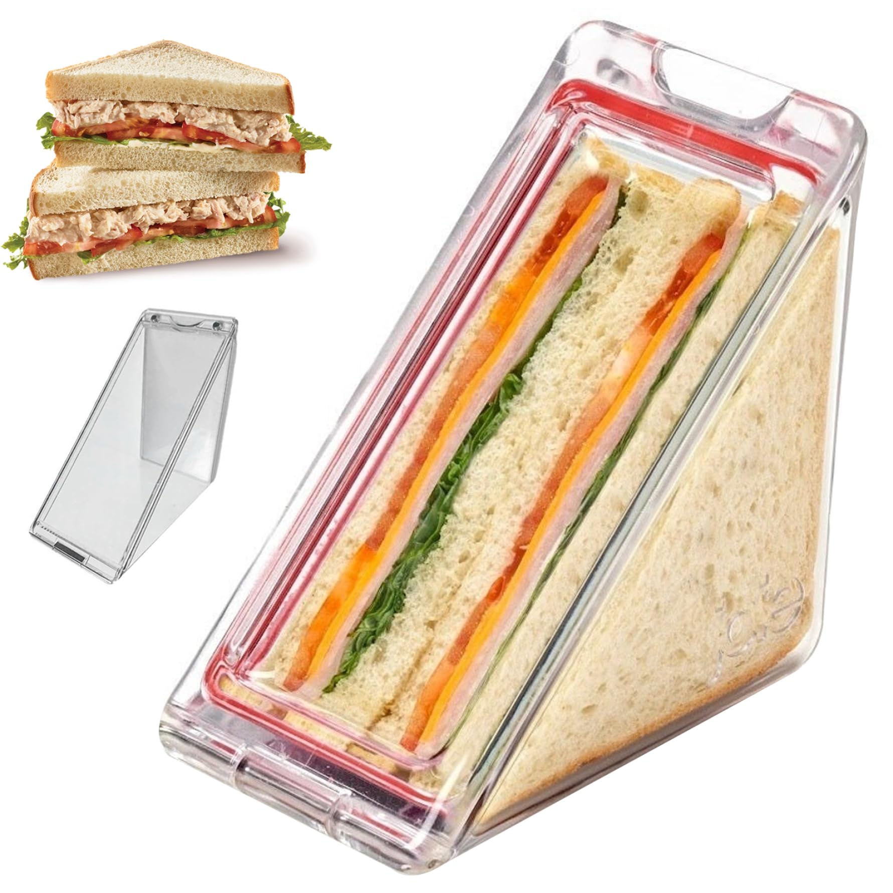 BeVistoso Sandwich Box Clear Safe Plastic Triangle for Cheese Cake Pie Slices Desserts, 4.1x4.1x2.4 Inch, Reusable Sandwich Boxes Portable Container