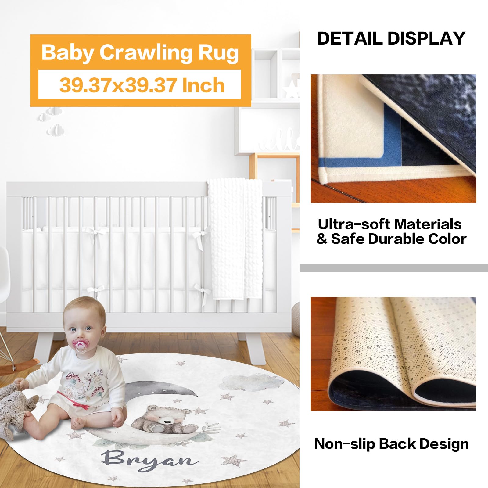 Juego de ropa de cama personalizado para cuna de bebé, juego de 3 piezas con nombre personalizado de animal lunar, manta suave y elegante, sábana, alfombra para gatear para recién nacidos,