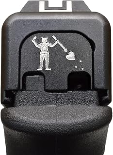 Milspin Slide Back Plate (butt plate) compatible with Glock Gen 1-5, Models G17 19 21 22 23 24 26 27 29 30 31 32 34... 41 45 47 I Blackbeards Flag I Black on Stainless Steel I Made in USA - Milspin