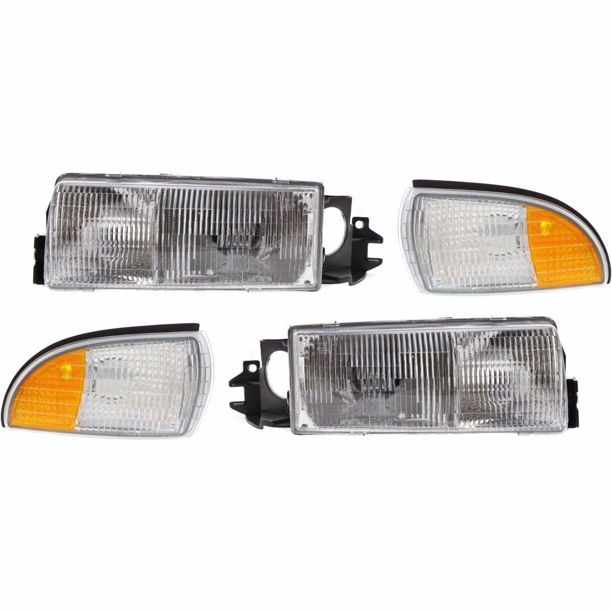 Georgie Boy Pursuit 1999-2000 RV Motorhome Pair (Left & Right) Replacement Front Headlights with Corner Lamps 4PC Set