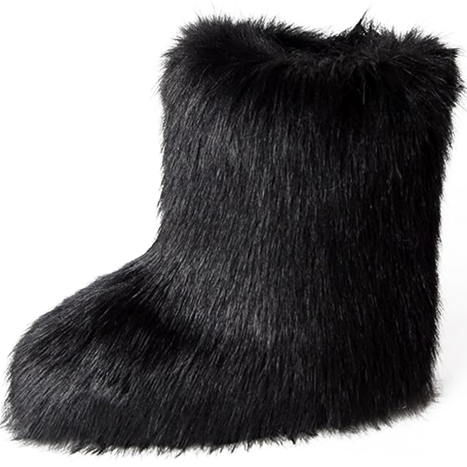 YXCFEWD Fur Boots for Women Winter Fluffy Furry Boots for Girls Flat Heel Snow Boots, 8 Wide