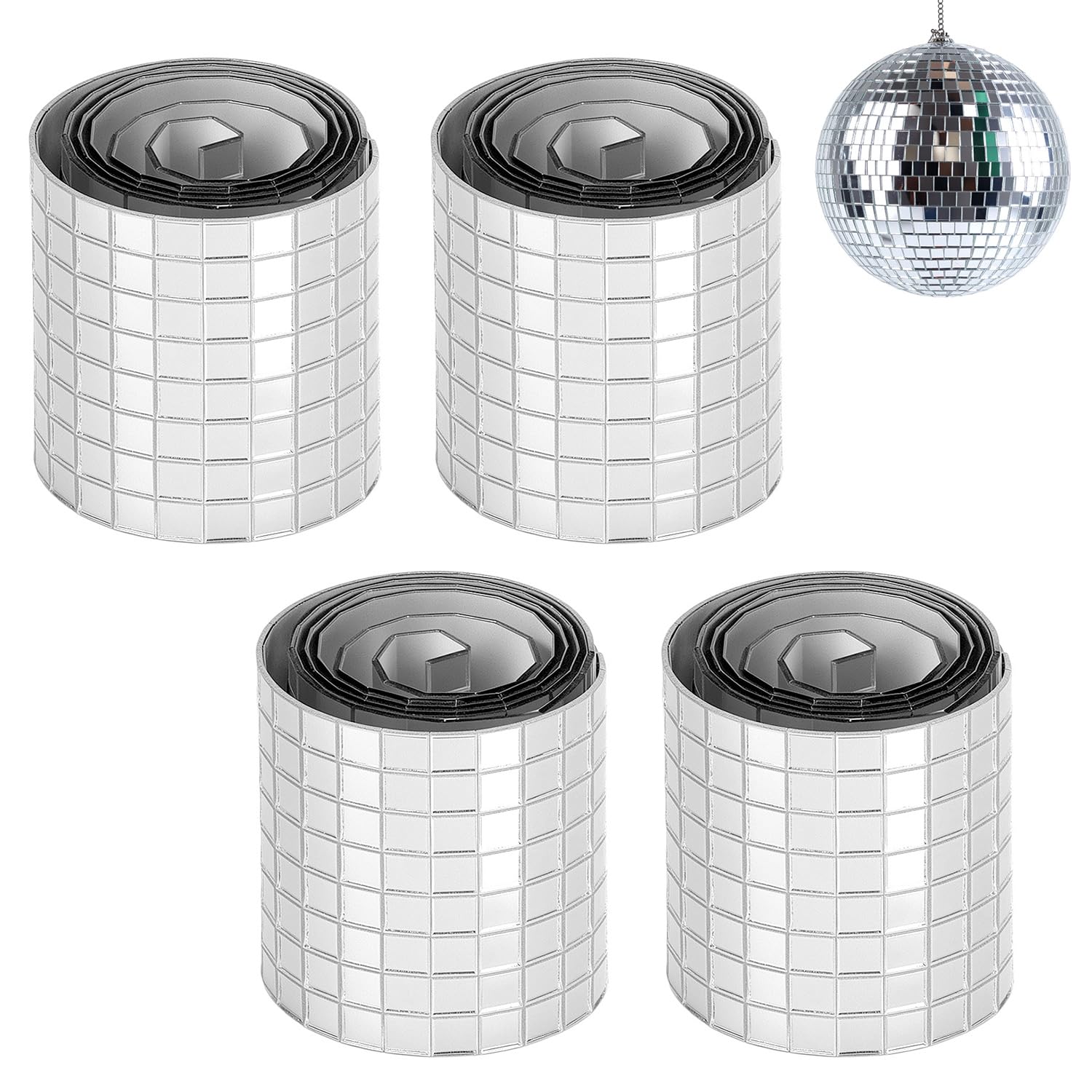 QWORK® 4 Rollos de Mosaico de Espejo Acrílico, Azulejos de Mosaico Autoadhesivos 5840 Piezas Dimensiones 5 x 5 mm