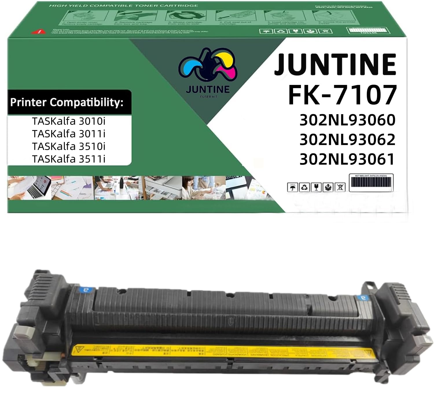 JUNTINE FK-7107 Fuser Unit Replacement for Kyocera FK-7107 302NL93060 302NL93061 302NL93062 Compatible with TASKalfa 3010i 3011i 3510i 3511i Printers(110V-200K)