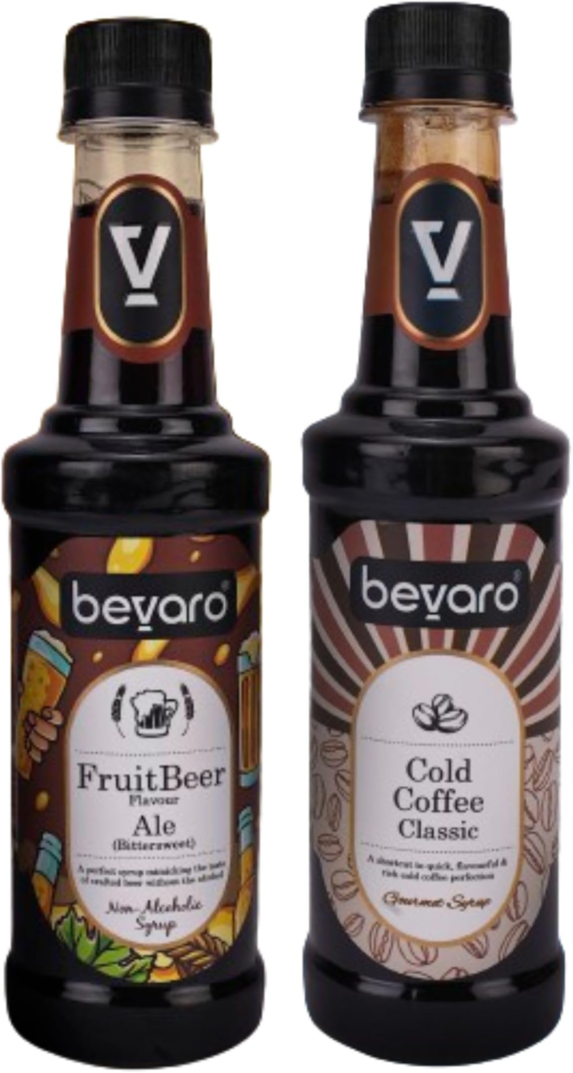Bevaro Fruit Beer Ale (Bittersweet) and Cold Coffee Classic Combo | 300ml each | Gourmet Syrups for Cocktail, Mocktails, Coffee & Desserts