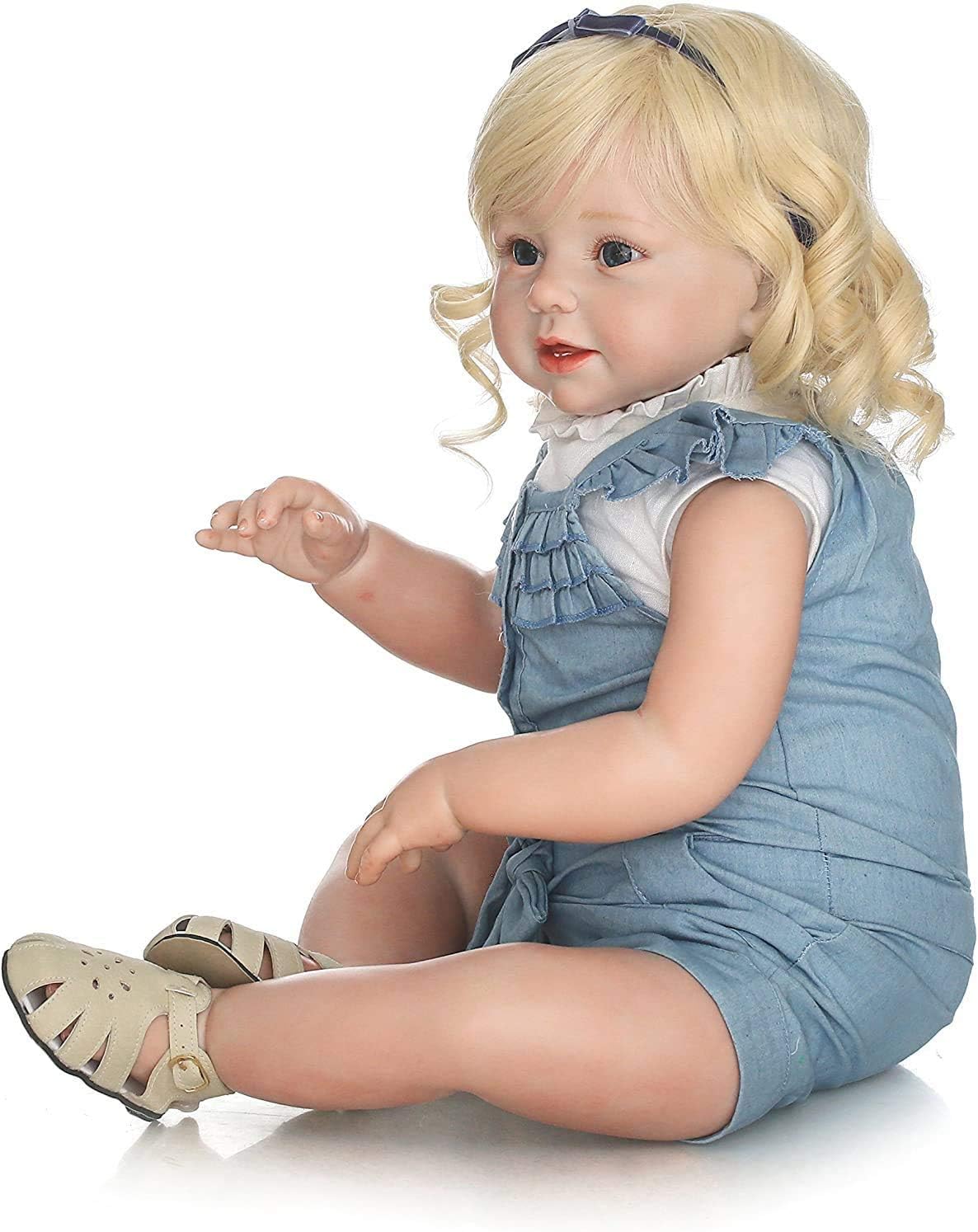 Amazon Co Jp リアルな生まれ変わった幼児人形ガールシリコーン幼児王女人形28 赤ちゃん子供sと子供のための金髪の髪の手作りの体 おもちゃ