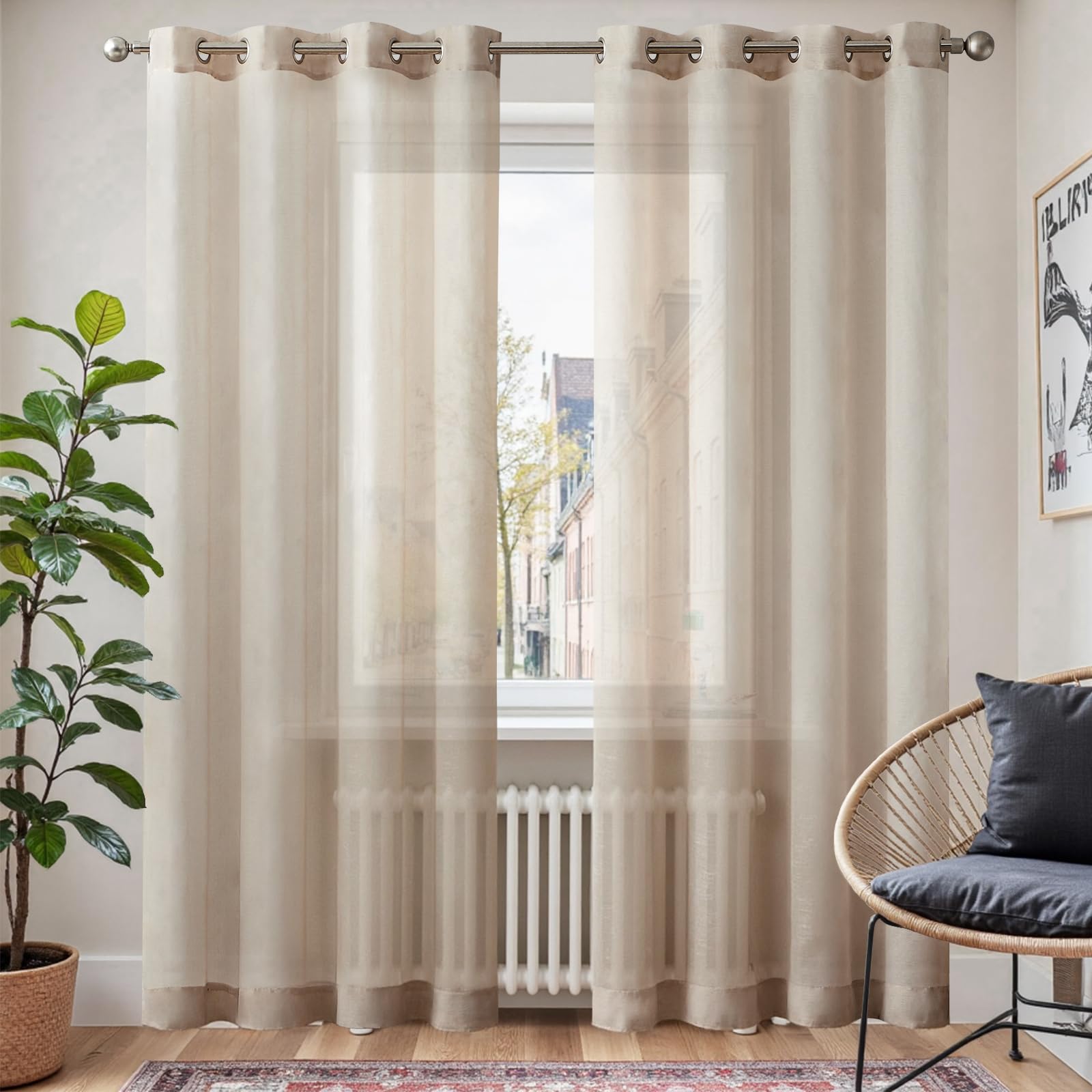 TOPICK Tenda In Voile Bianco 140x145 Cm - Leggera, Morbida E Perfetta Per Arredare Con Stile