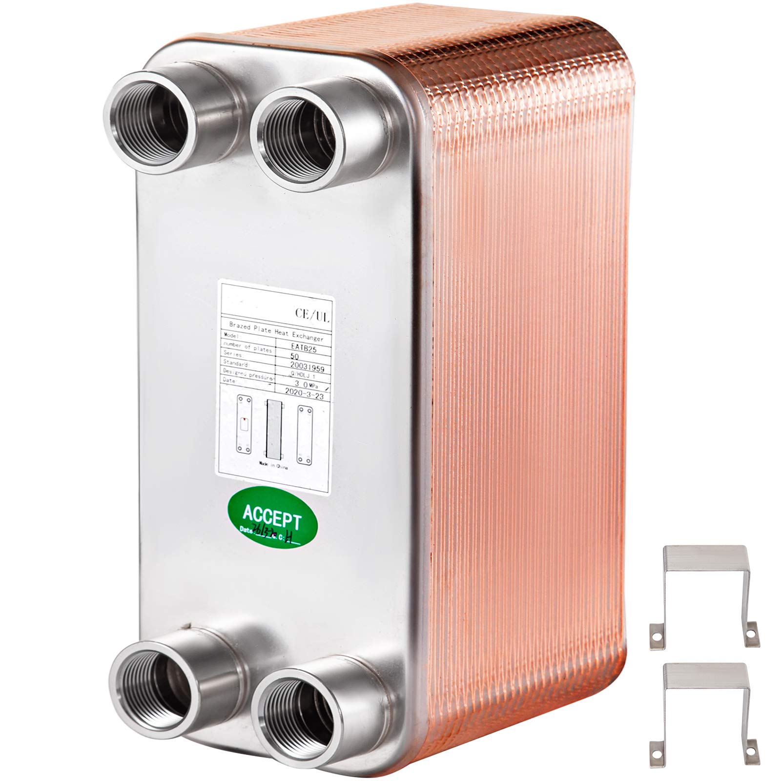 Buy Mophorn Plate Heat Exchanger, 5" x 12" 50 Plate Water to Water Heat