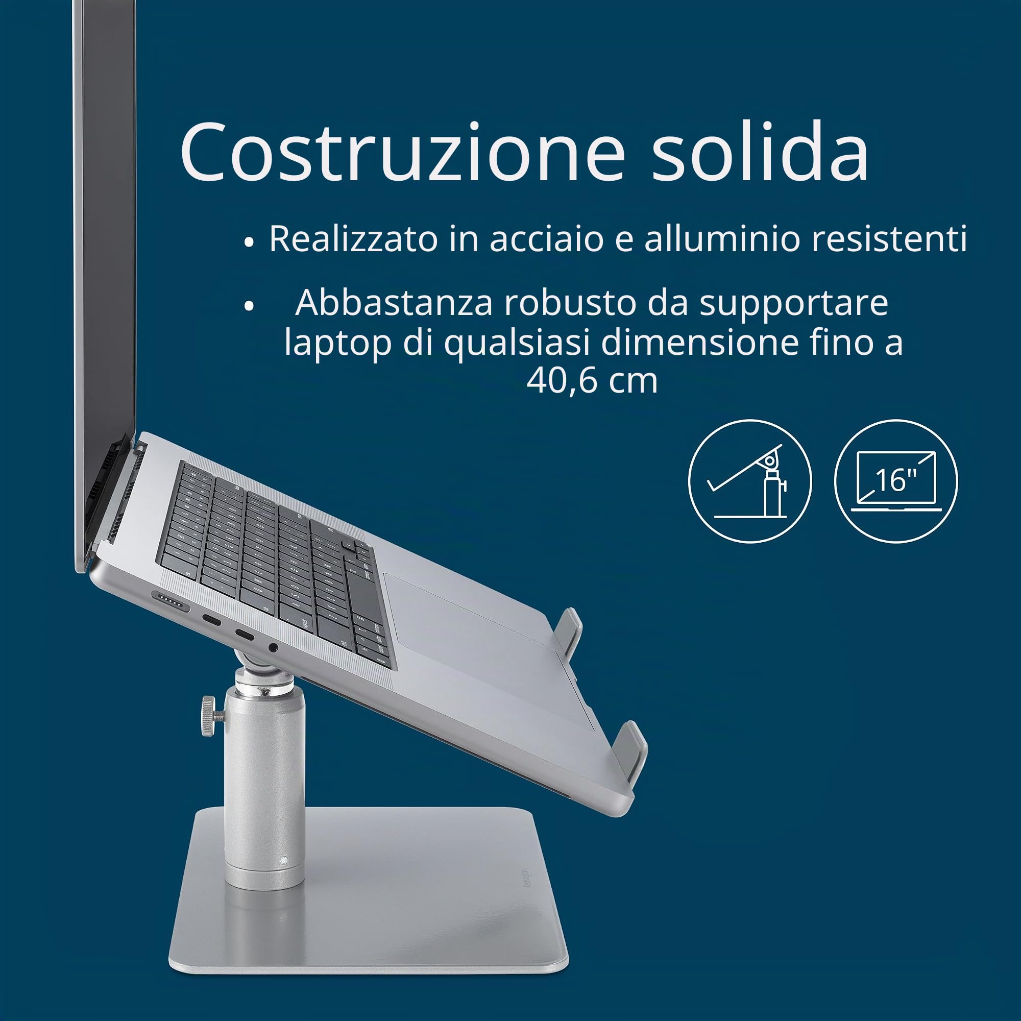 Kensington Supporto Universale per Computer Portatile con Schermo fino a 16 '', Regolabile in Altezza e Angolazione, Con Ventilazione Aperta, Spazio Portaoggetti e Cuscinetti Antiscivolo (K50424WW)