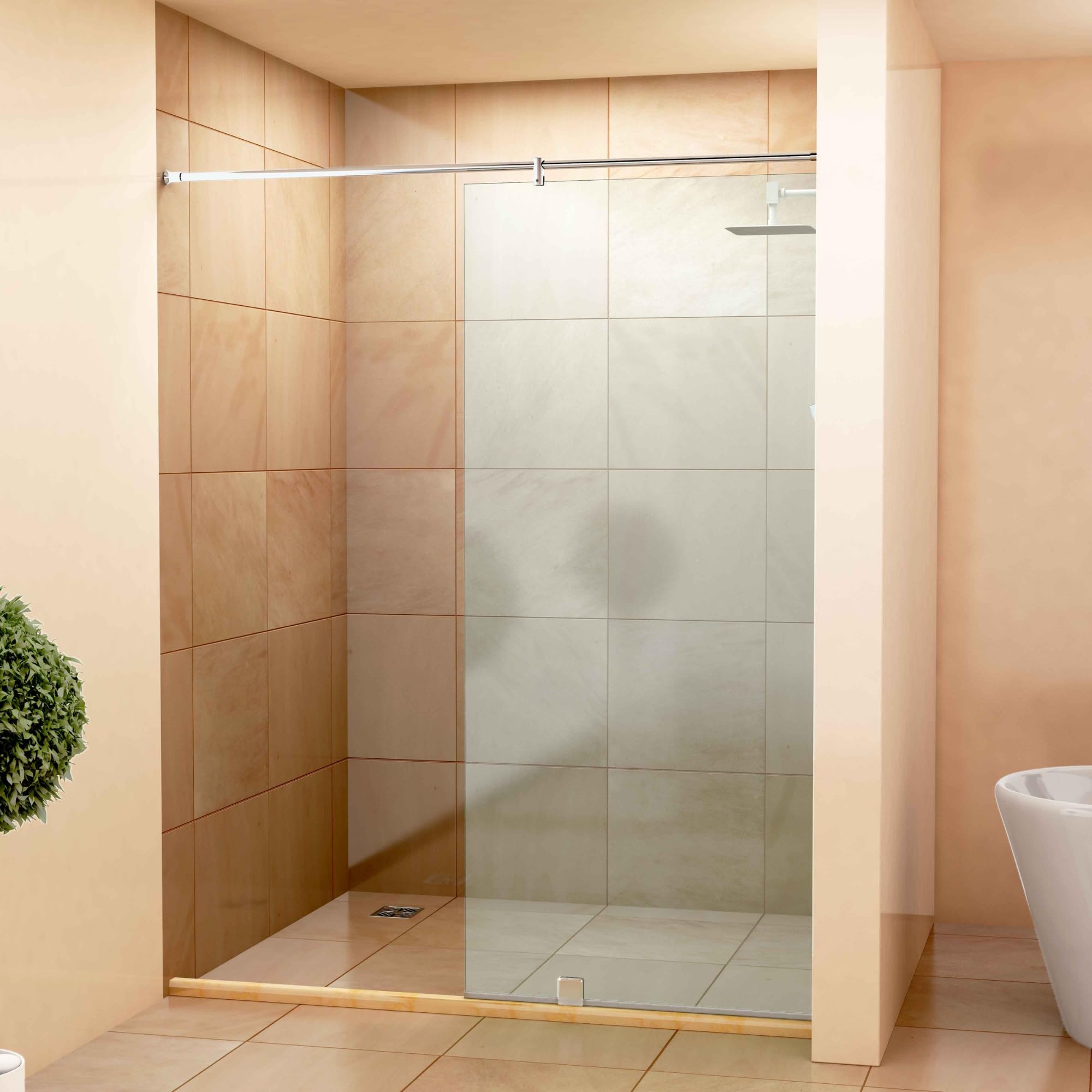 Hindware Italian Collection Kylis Frameless Shower Enclosure | 8mm Saint-Gobain Glass | Chrome Brass Fittings | Aqua Clean Coating | Fixed Panel with Stabilizer | 700x1950mm | 5-Year Warranty-image-16