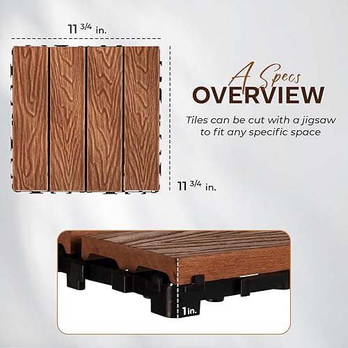 Miniatura 10 de Idzo Juego de 10 baldosas de teca de alta calidad, suelo de madera de teca distintivo con aceite innato que puede soportar elementos del agua y el
