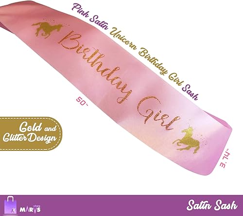 Miniatura 2 de Marvs Store Unicornio Juego de diadema de unicornio con brillo dorado y banda de satén rosada para niñas, con libro electrónico incluido, regalo de