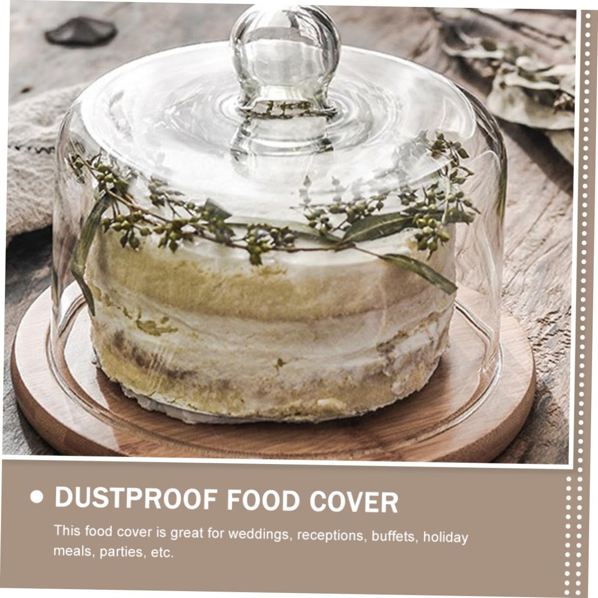 Cake Display Dome with Tray, Large Glass Food Cover, Dustproof Fresh-keeping Protective Cover for Desserts and Pastries, Household Serving Dish for Parties and Home Use